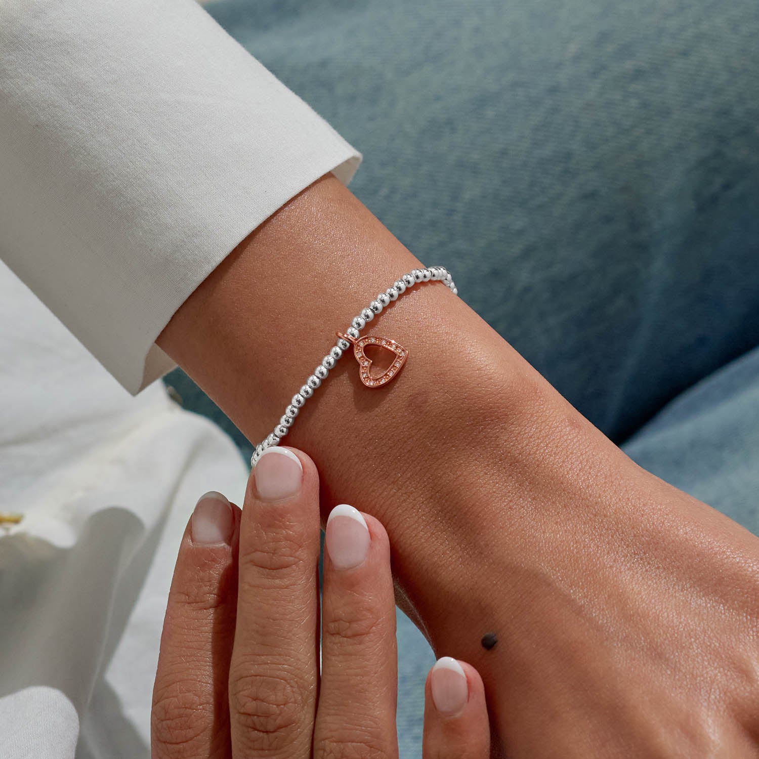 A Little 'Happy Birthday Beautiful' Silver & Rose Gold Plated Bracelet