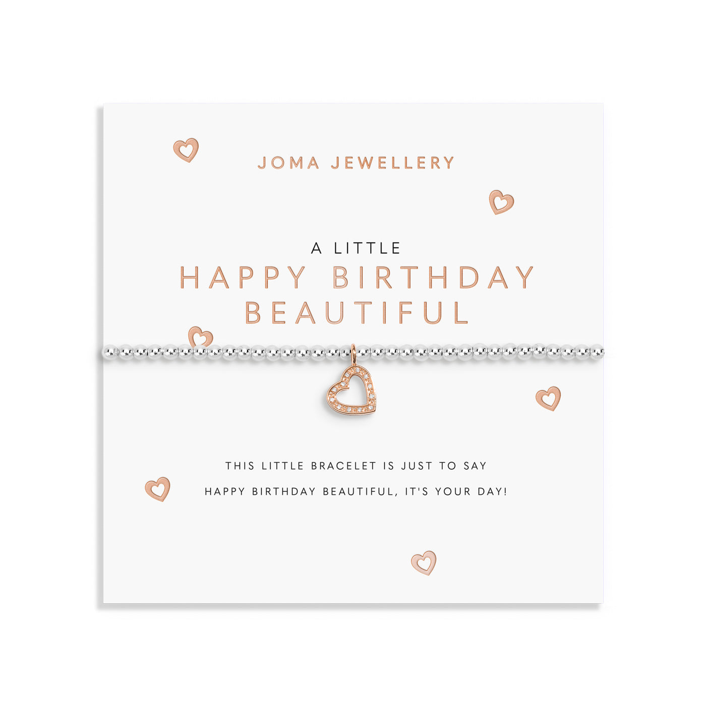 A Little 'Happy Birthday Beautiful' Silver & Rose Gold Plated Bracelet