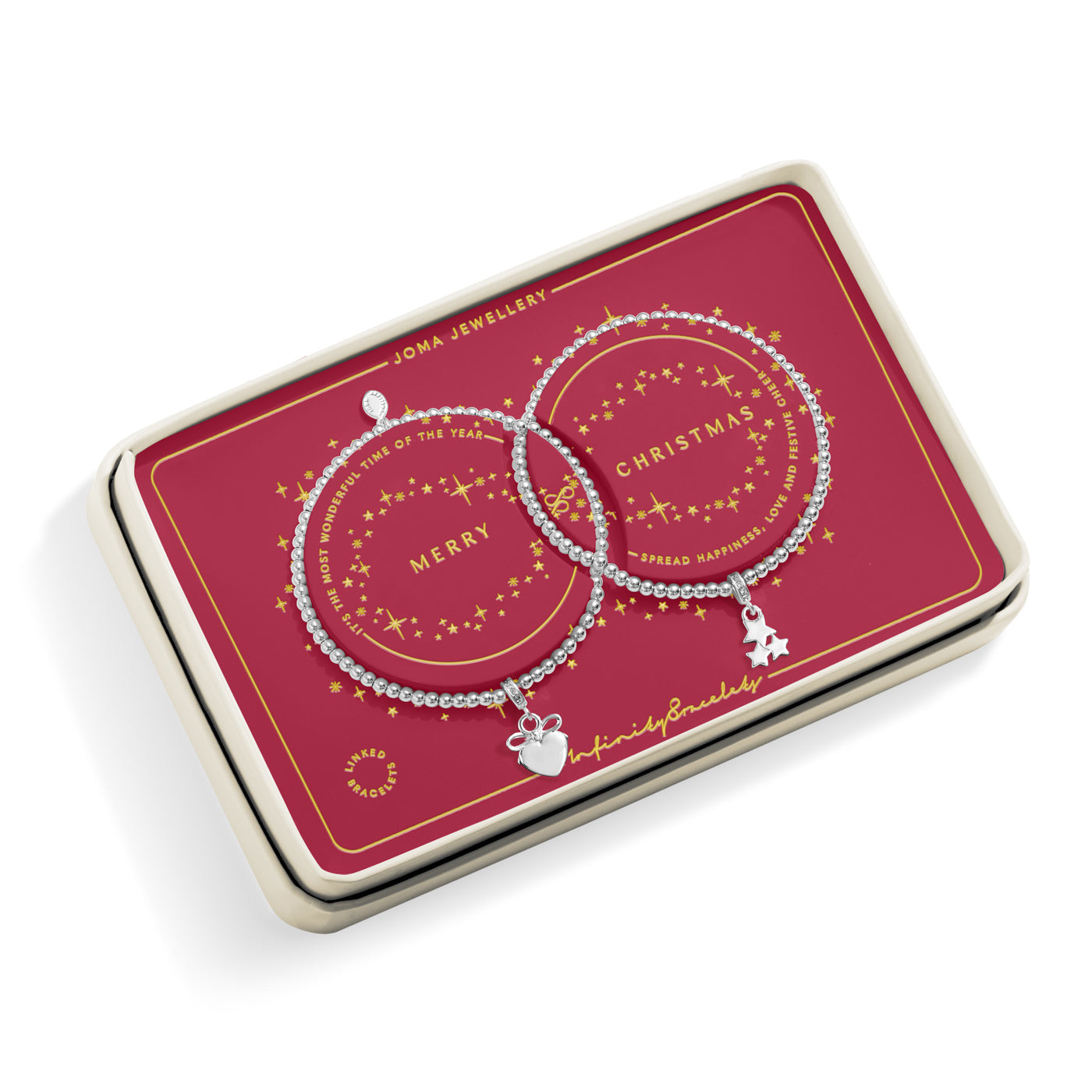 Infinity Bracelets 'Merry Christmas' Silver Plated Linked Bracelets