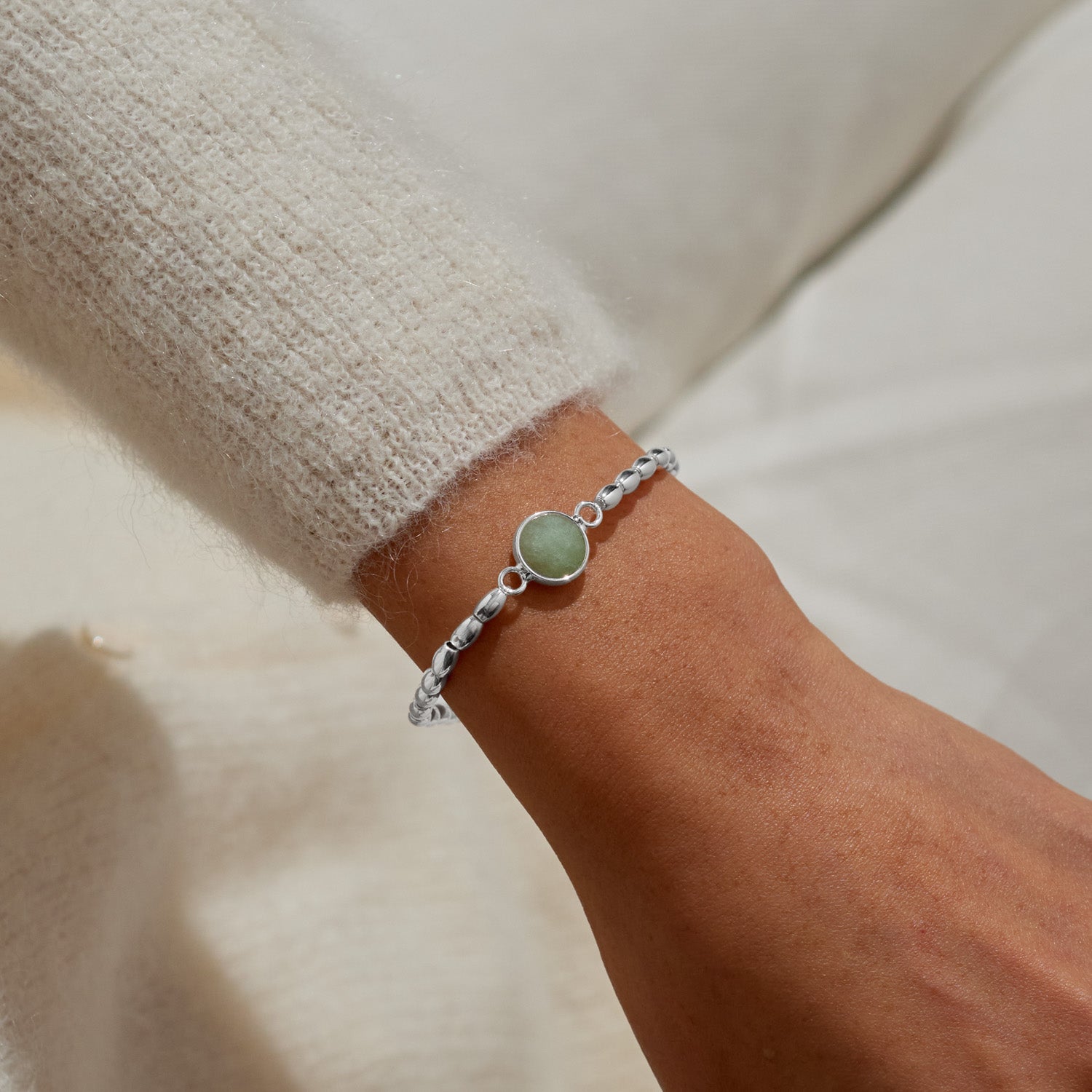 Serenity Stones 'Aventurine' Silver Plated Bracelet