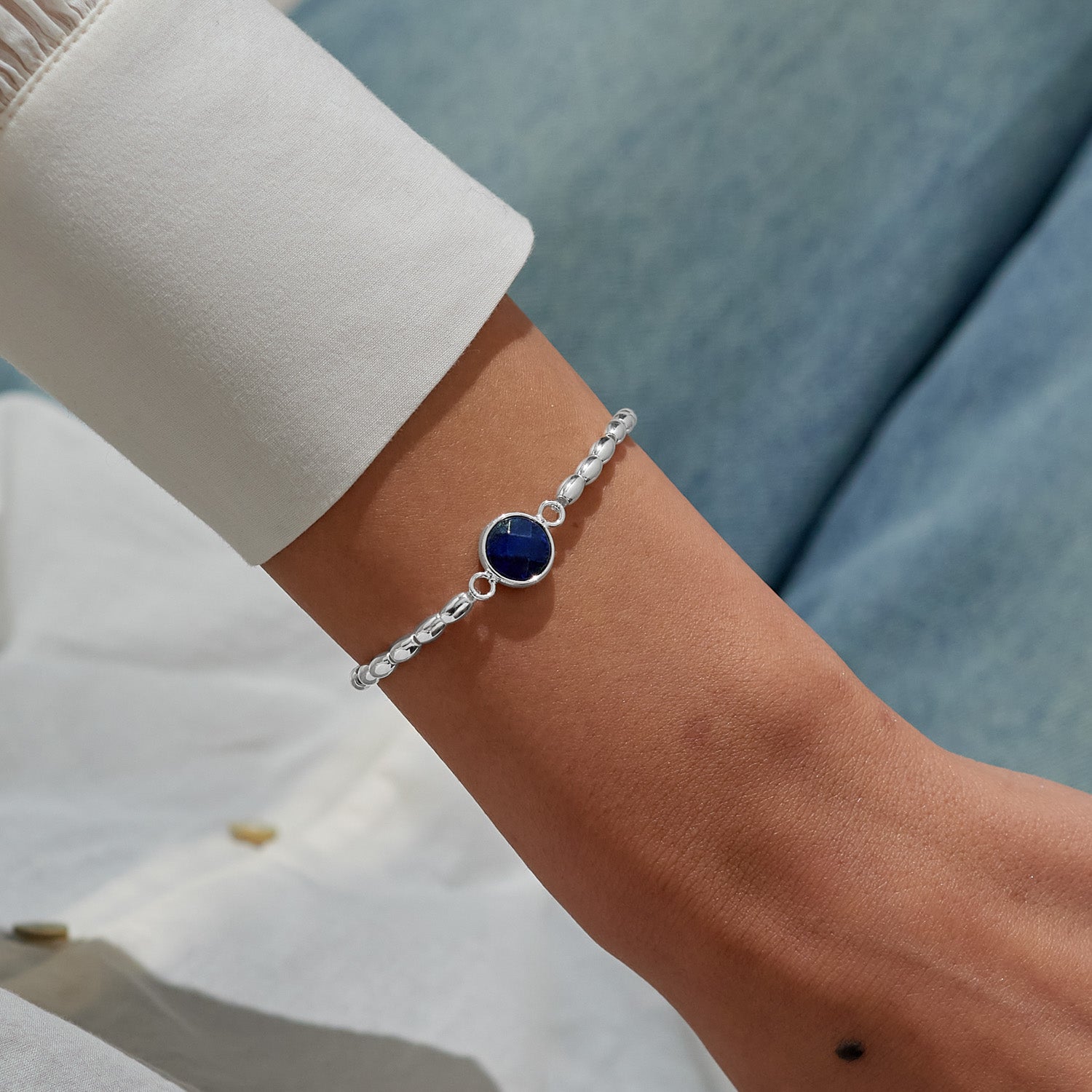 Serenity Stones 'Lapis Lazuli' Silver Plated Bracelet