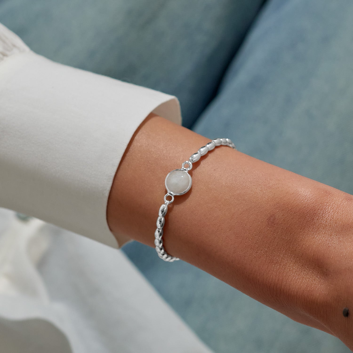 Serenity Stones 'White Jade' Silver Plated Bracelet