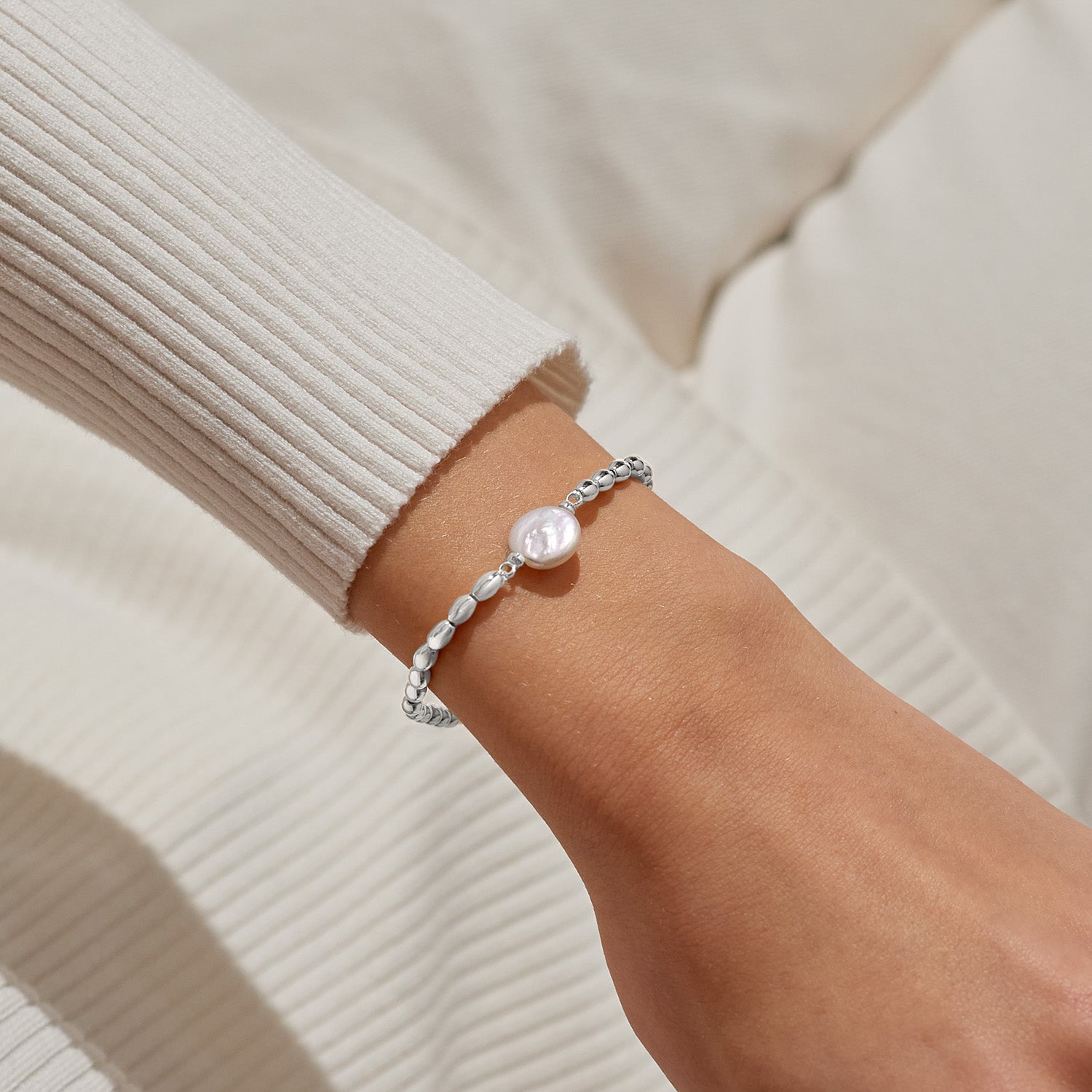 Serenity Stones 'Freshwater Cultured Pearl' Silver Plated Bracelet