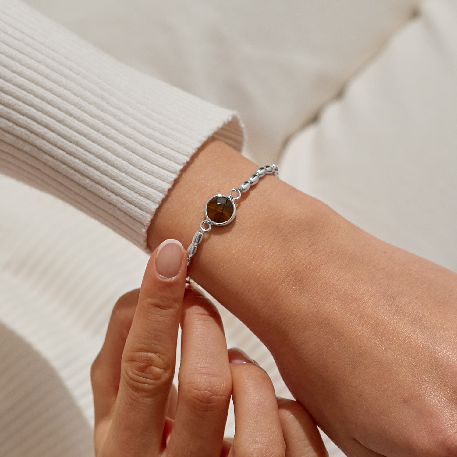 Serenity Stones 'Tiger'S Eye' Silver Plated Bracelet