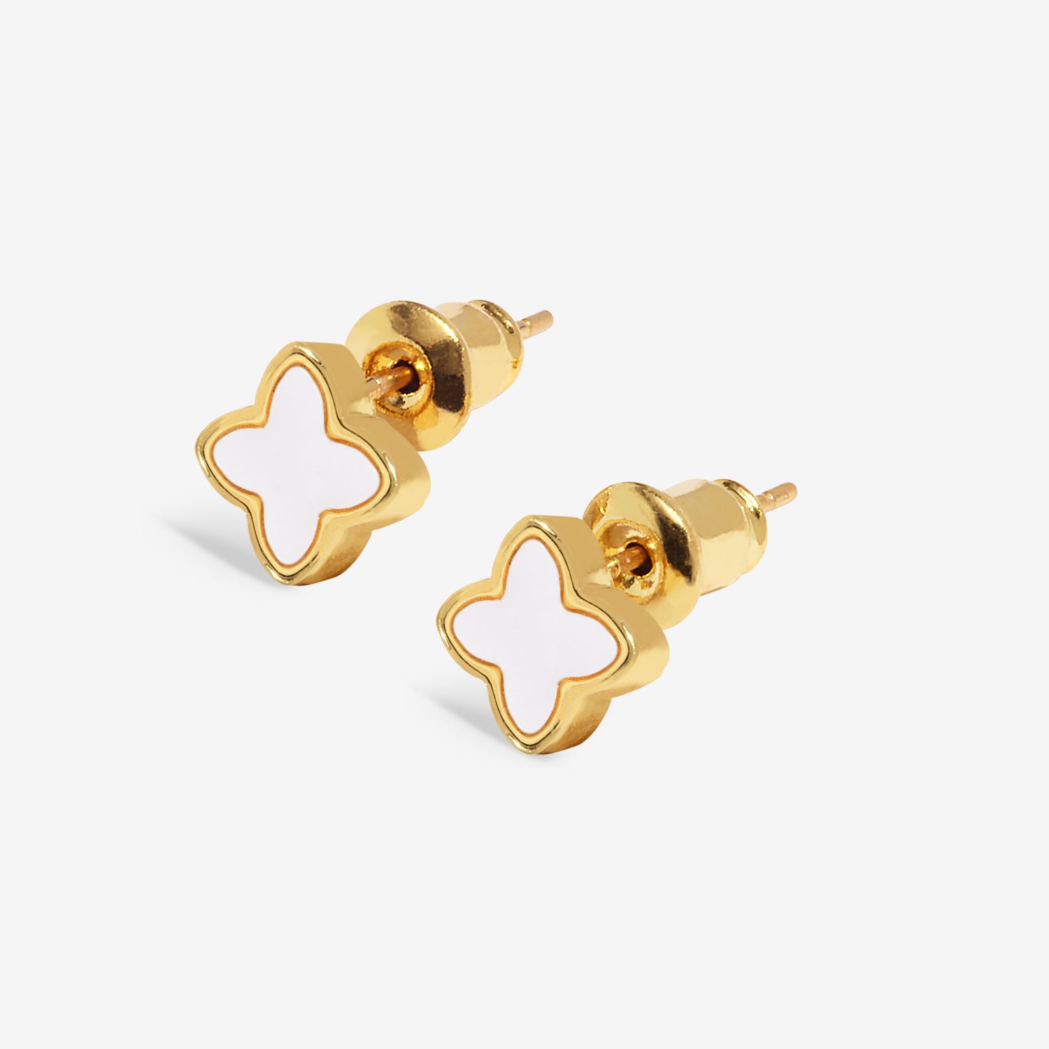 Style Stories 'Mother Of Pearl Clover' Gold Plated Earrings