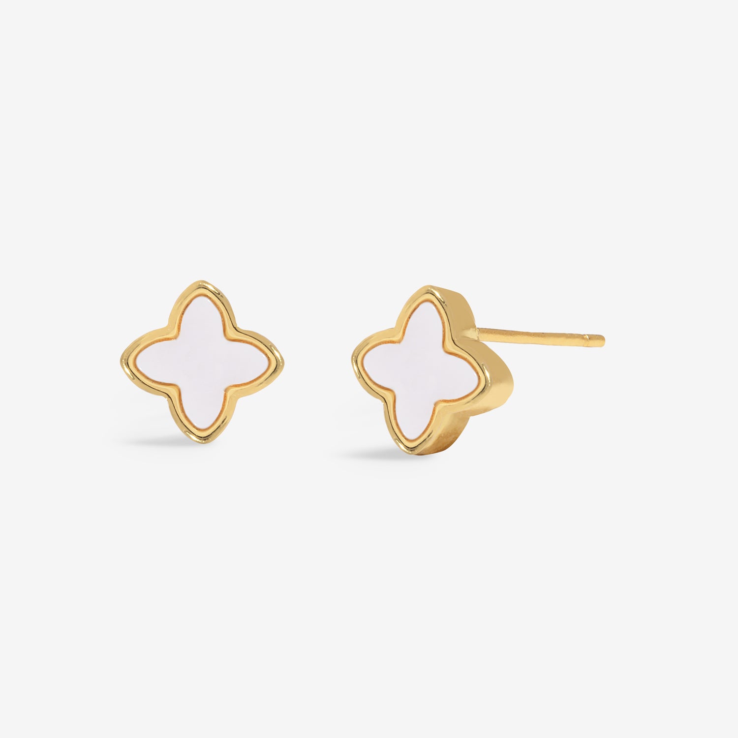 Style Stories 'Mother Of Pearl Clover' Gold Plated Earrings