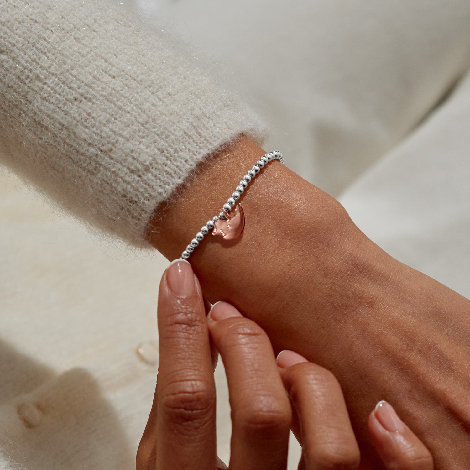 Christmas Cracker 'Christmas Robin' Silver & Rose Gold Plated Bracelet