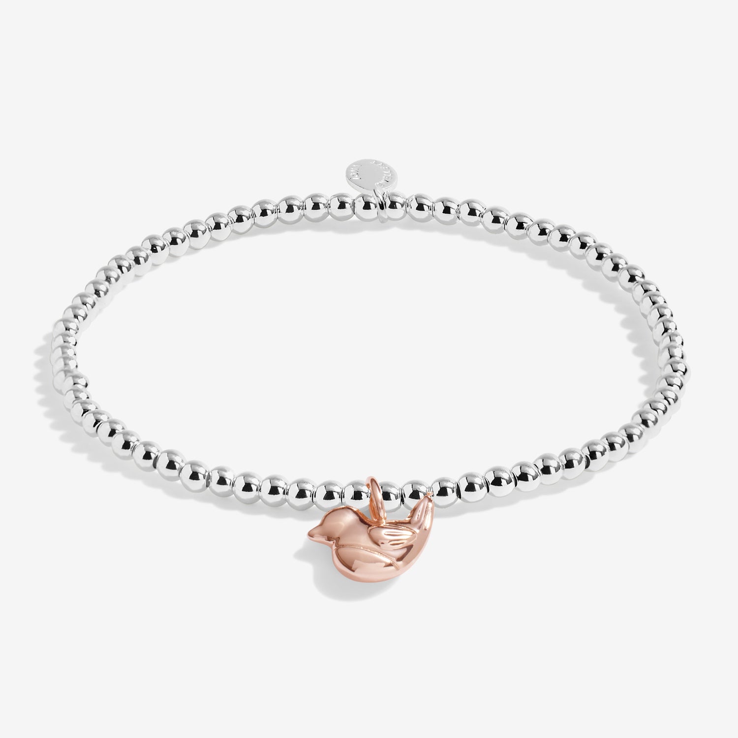 Christmas Cracker 'Christmas Robin' Silver & Rose Gold Plated Bracelet