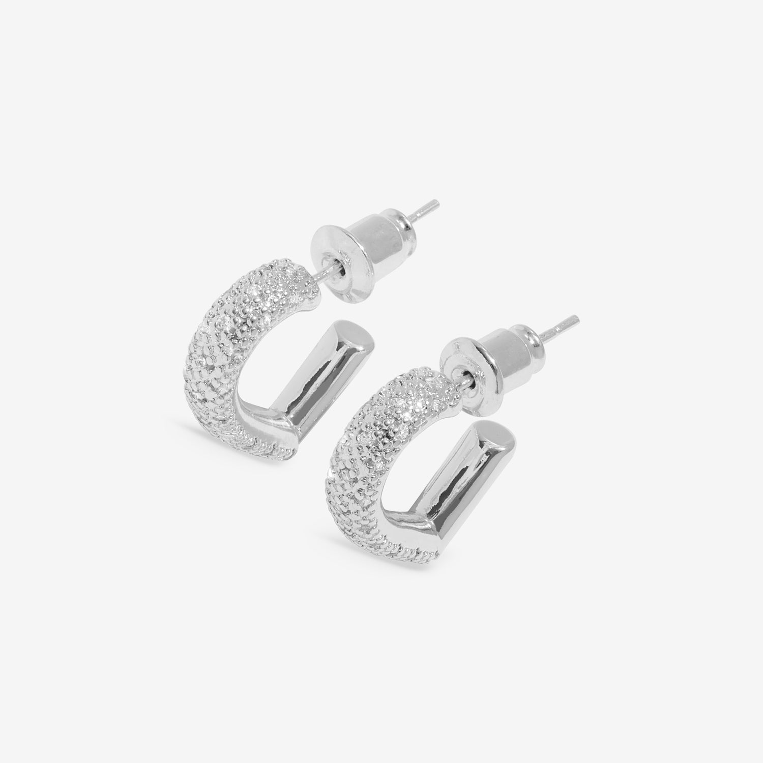 Soul Shine Stack 'Statement Hearts' Silver Plated Set Of 2 Hoop Earrings
