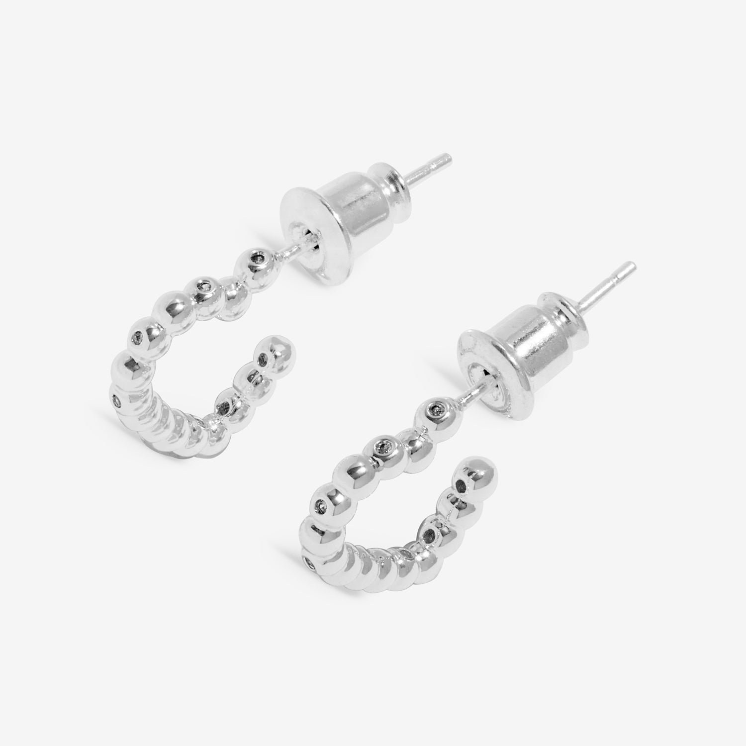 Soul Shine Stack 'Statement Hearts' Silver Plated Set Of 2 Hoop Earrings