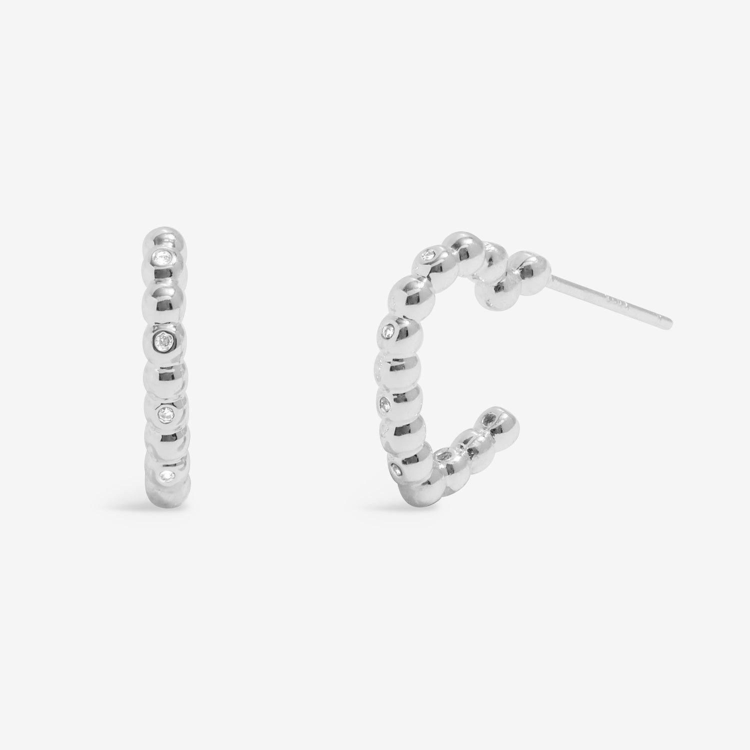 Soul Shine Stack 'Statement Hearts' Silver Plated Set Of 2 Hoop Earrings