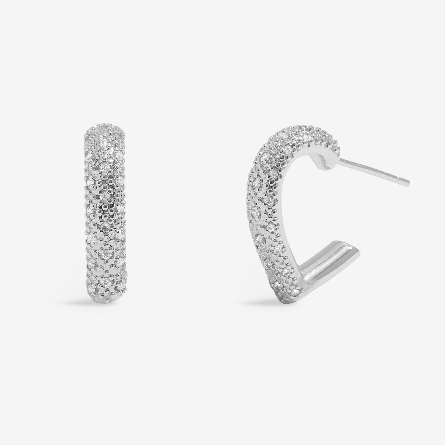 Soul Shine Stack 'Statement Hearts' Silver Plated Set Of 2 Hoop Earrings