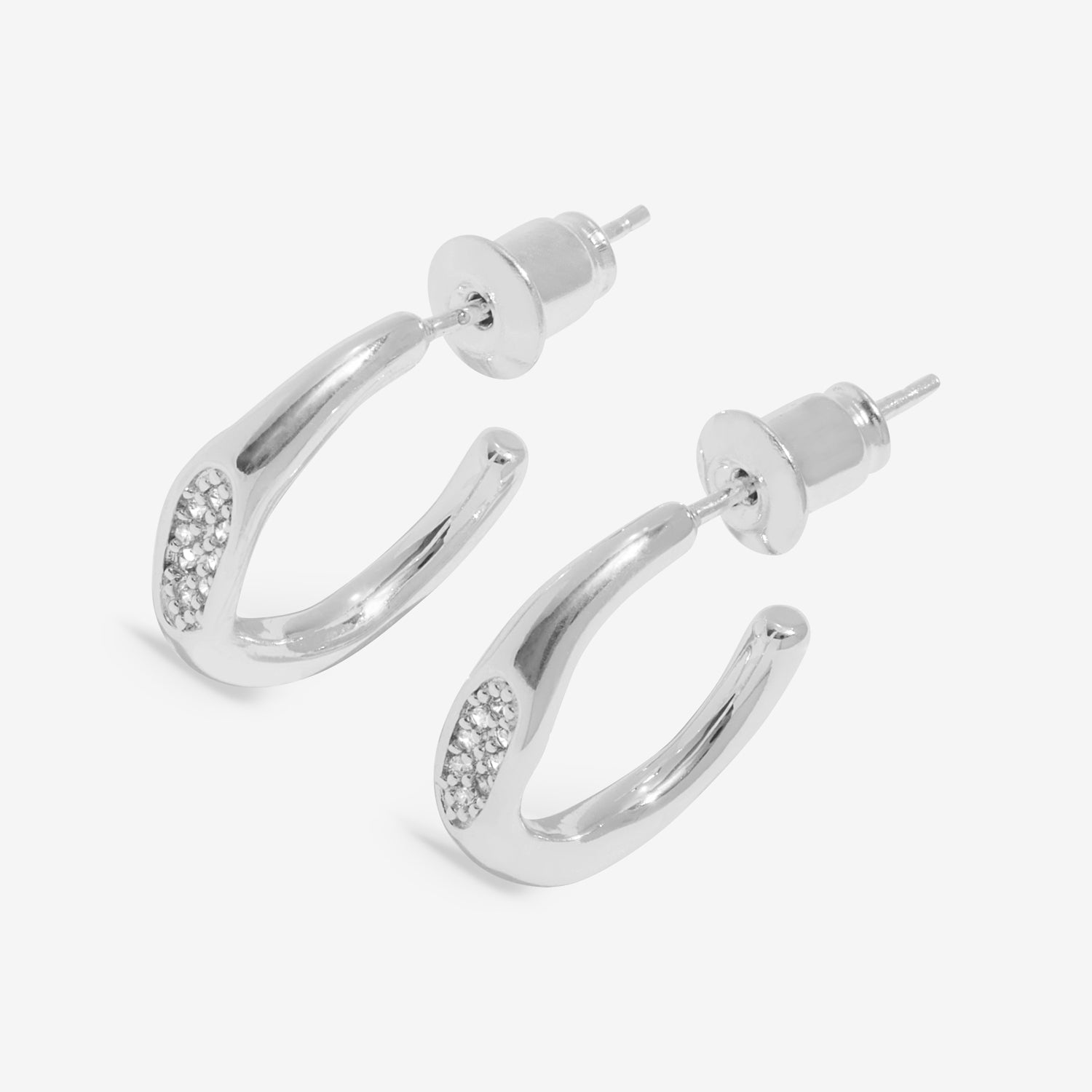 Soul Shine Stack 'Organic' Silver Plated Set Of 2 Hoop Earrings