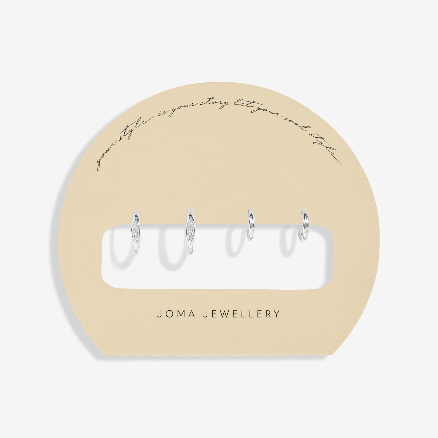 Soul Shine Stack 'Organic' Silver Plated Set Of 2 Hoop Earrings