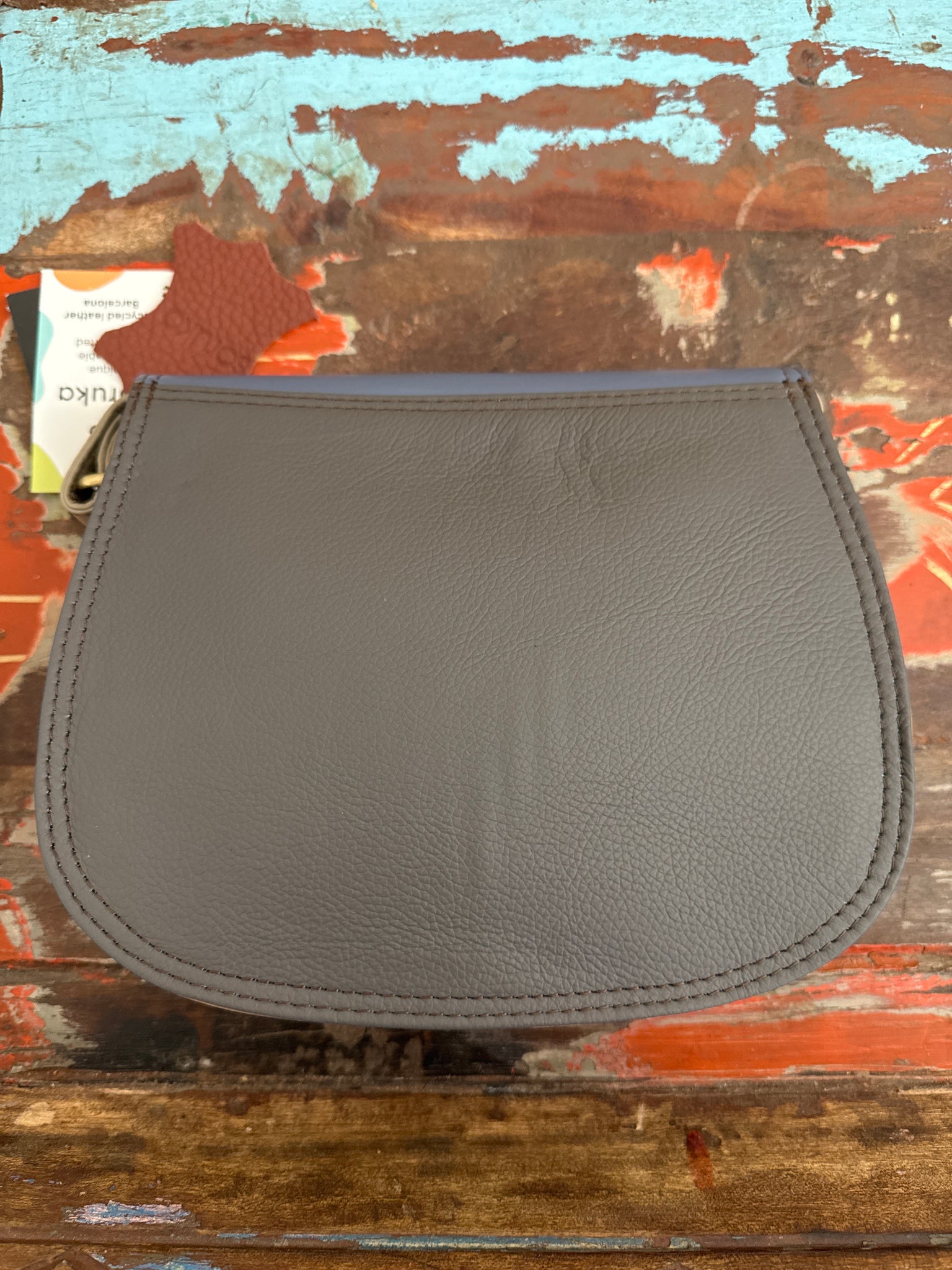 Ally Recycled Leather Bag - Orange/Blue