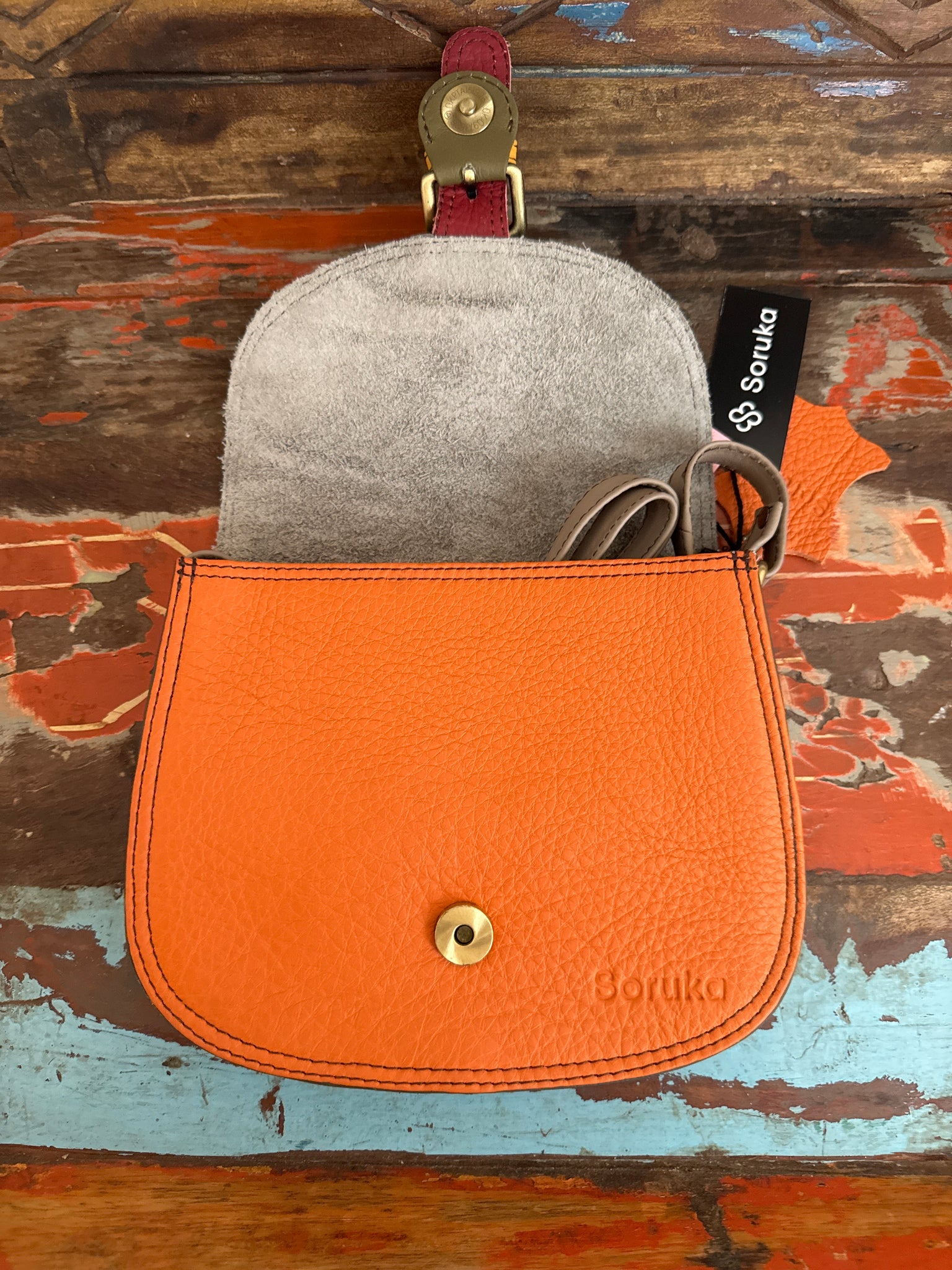 Ally Bag - Orange, Blue & Animal Print  - Soruka