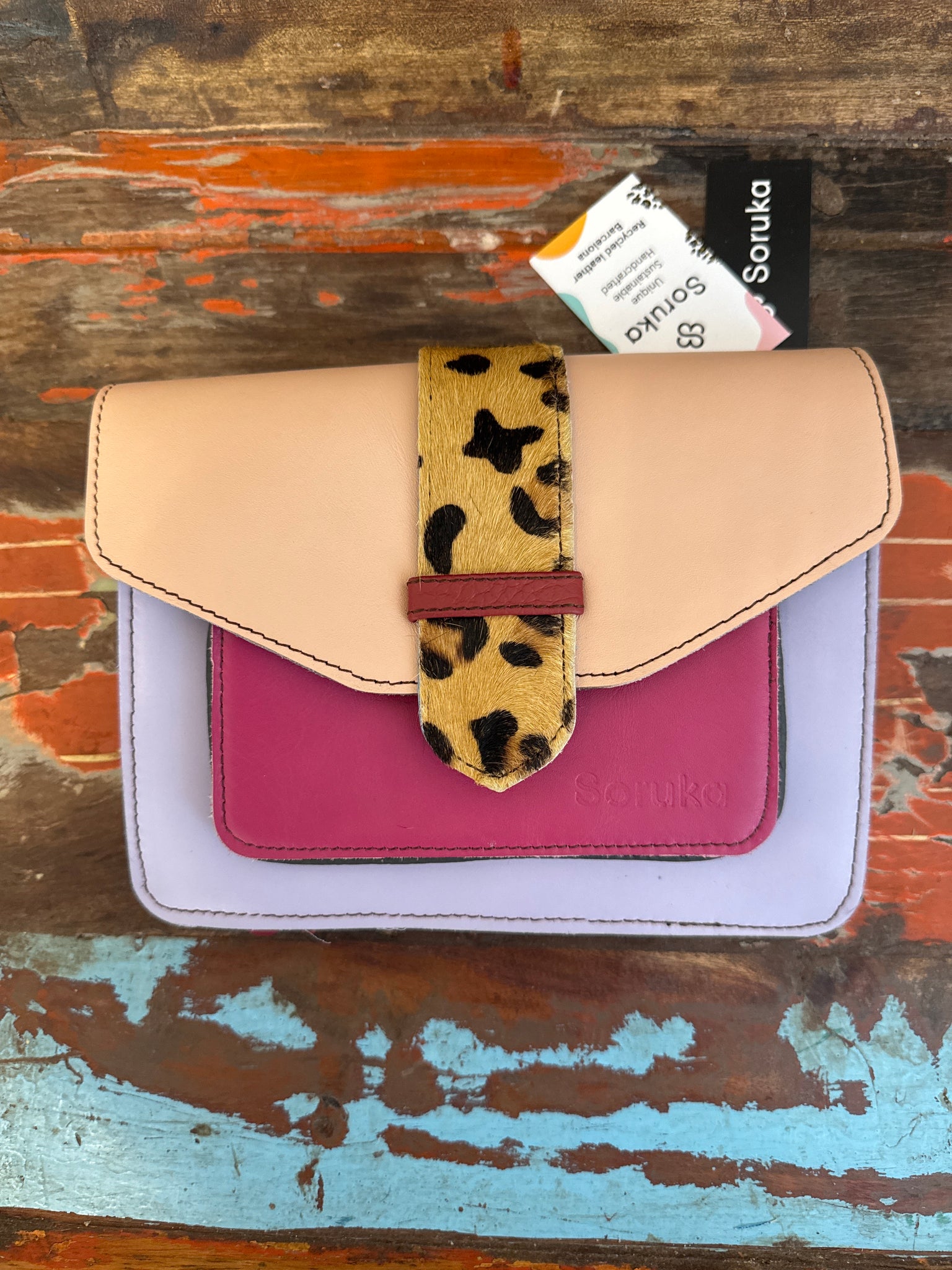 Grace Reversible Loop Handbag - Pink, Lilac & Animal Print Soruka