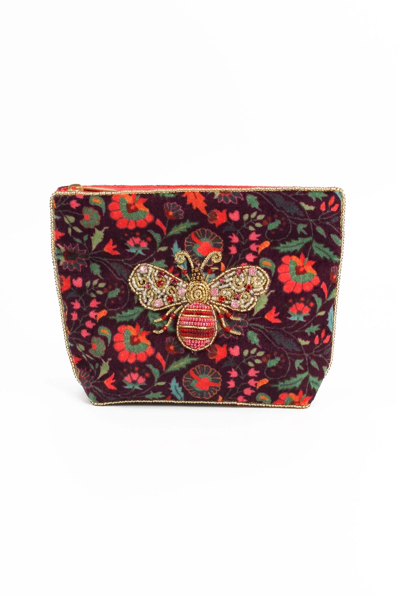 PINK & GOLD BEE PATTERNED POUCH