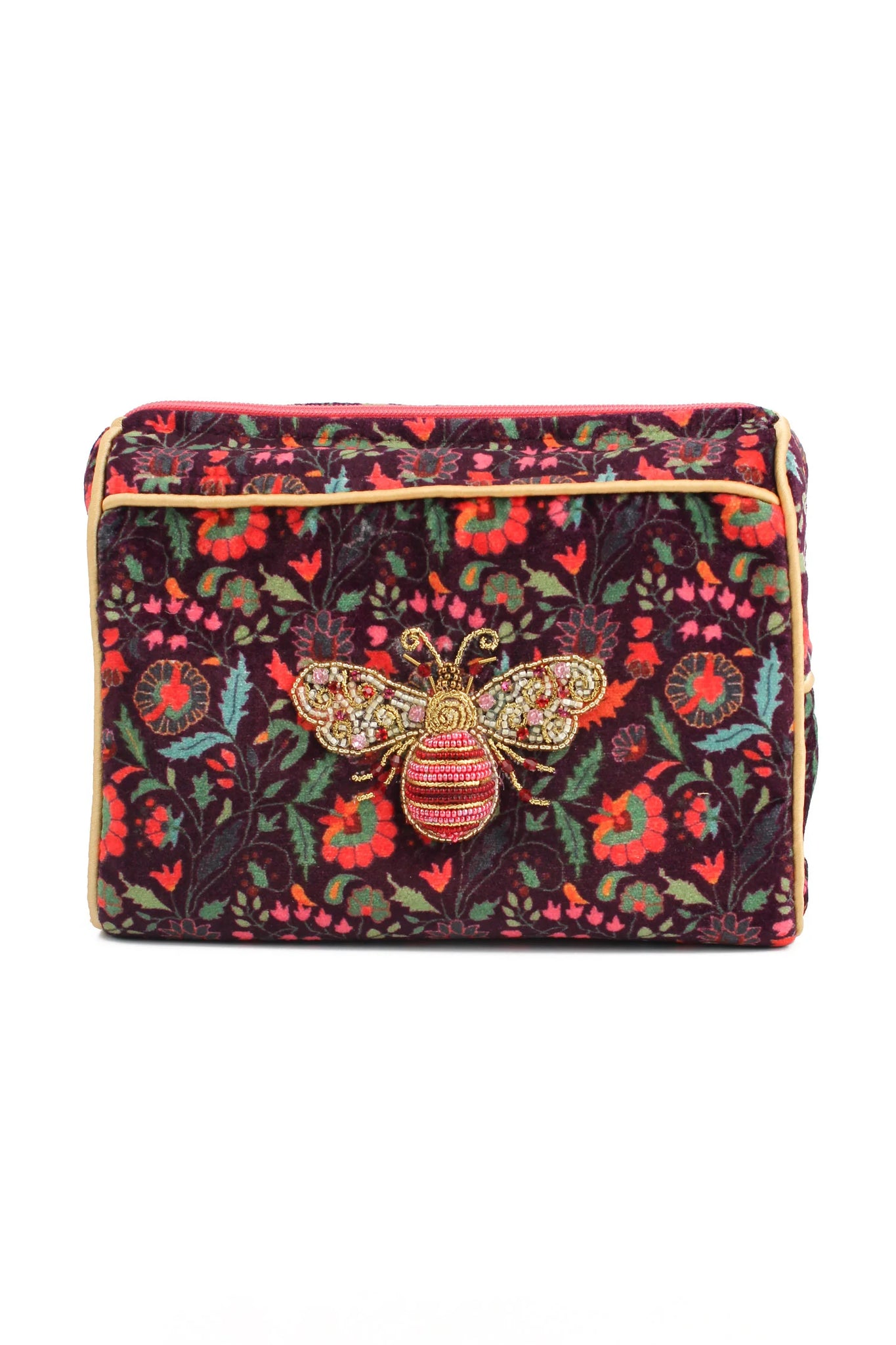 PINK & GOLD BEE PATTERNED POUCH