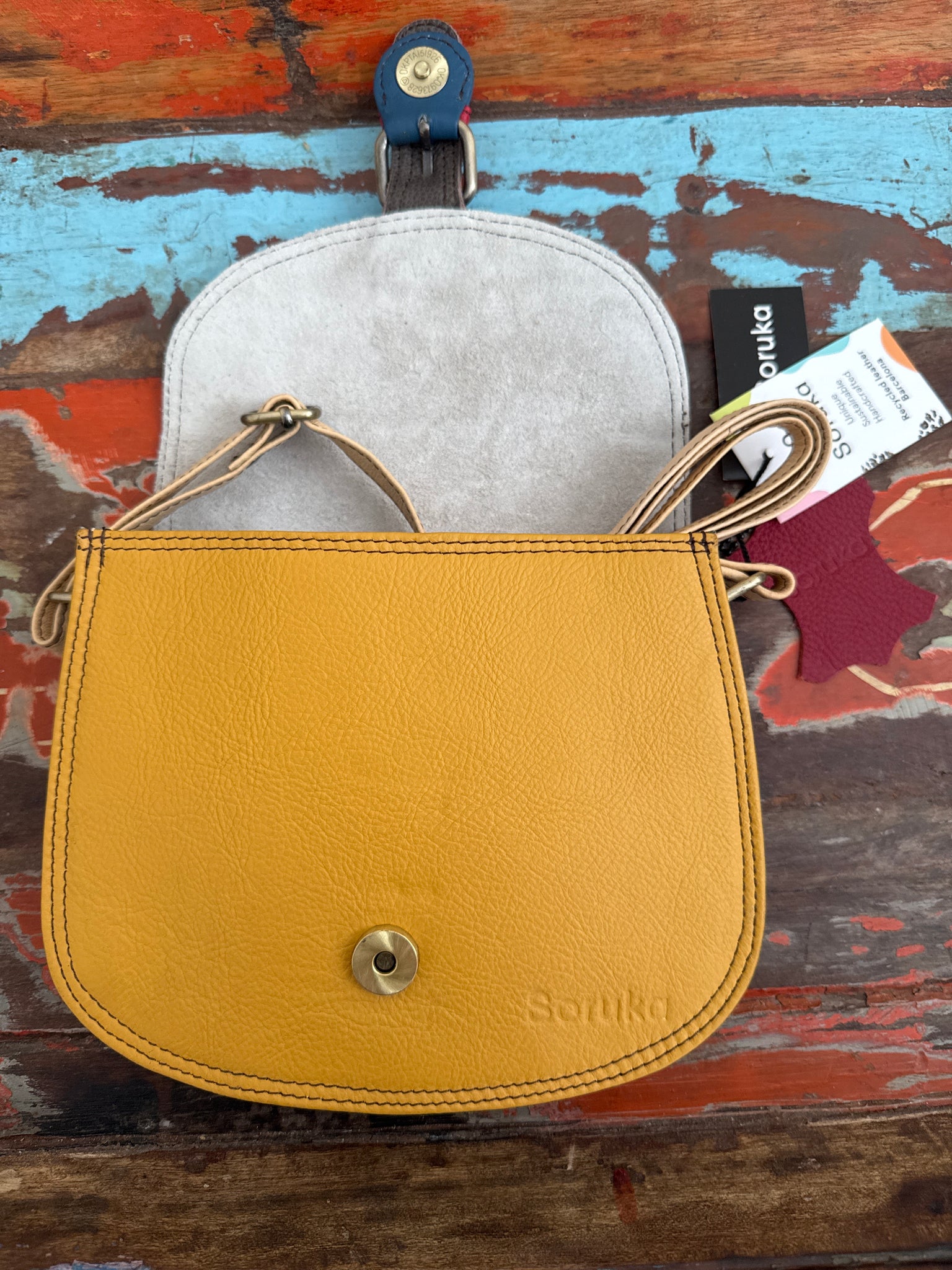 Ally Recycled Leather Bag - Yellow