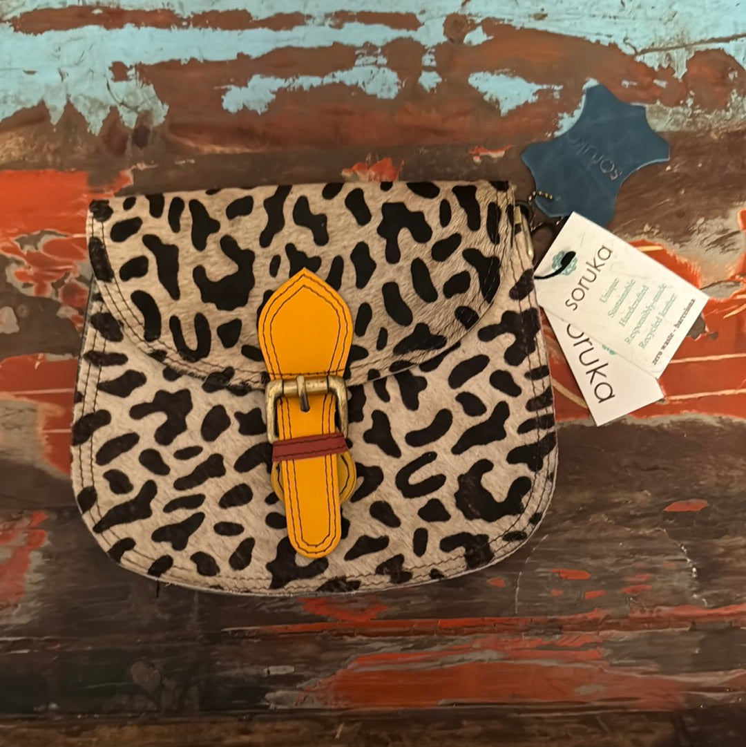 Ally Full Animal Print Handbag - Orange Buckle -  Soruka
