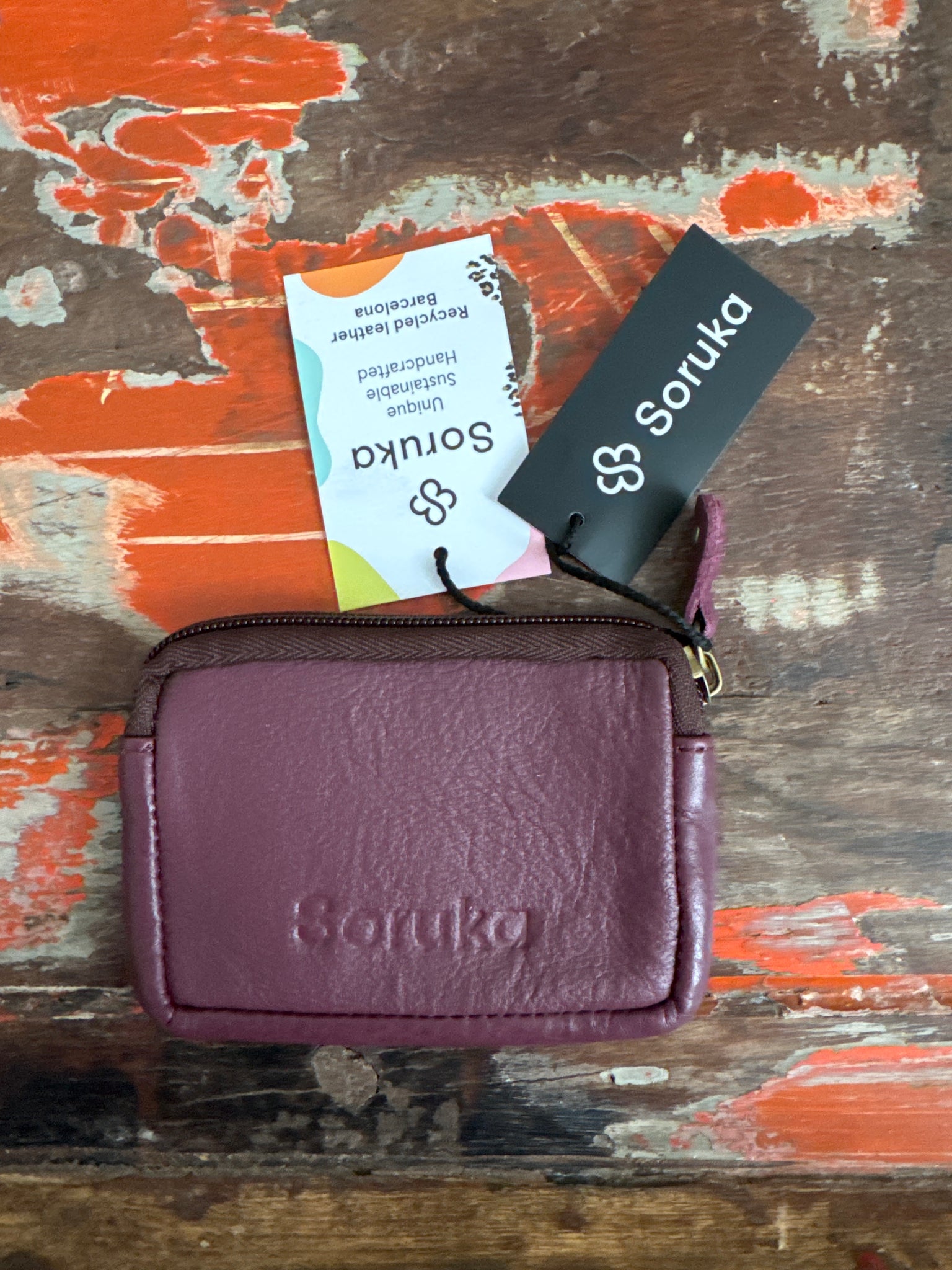 Soruka Kai Small Leather Zip Purse -Purple