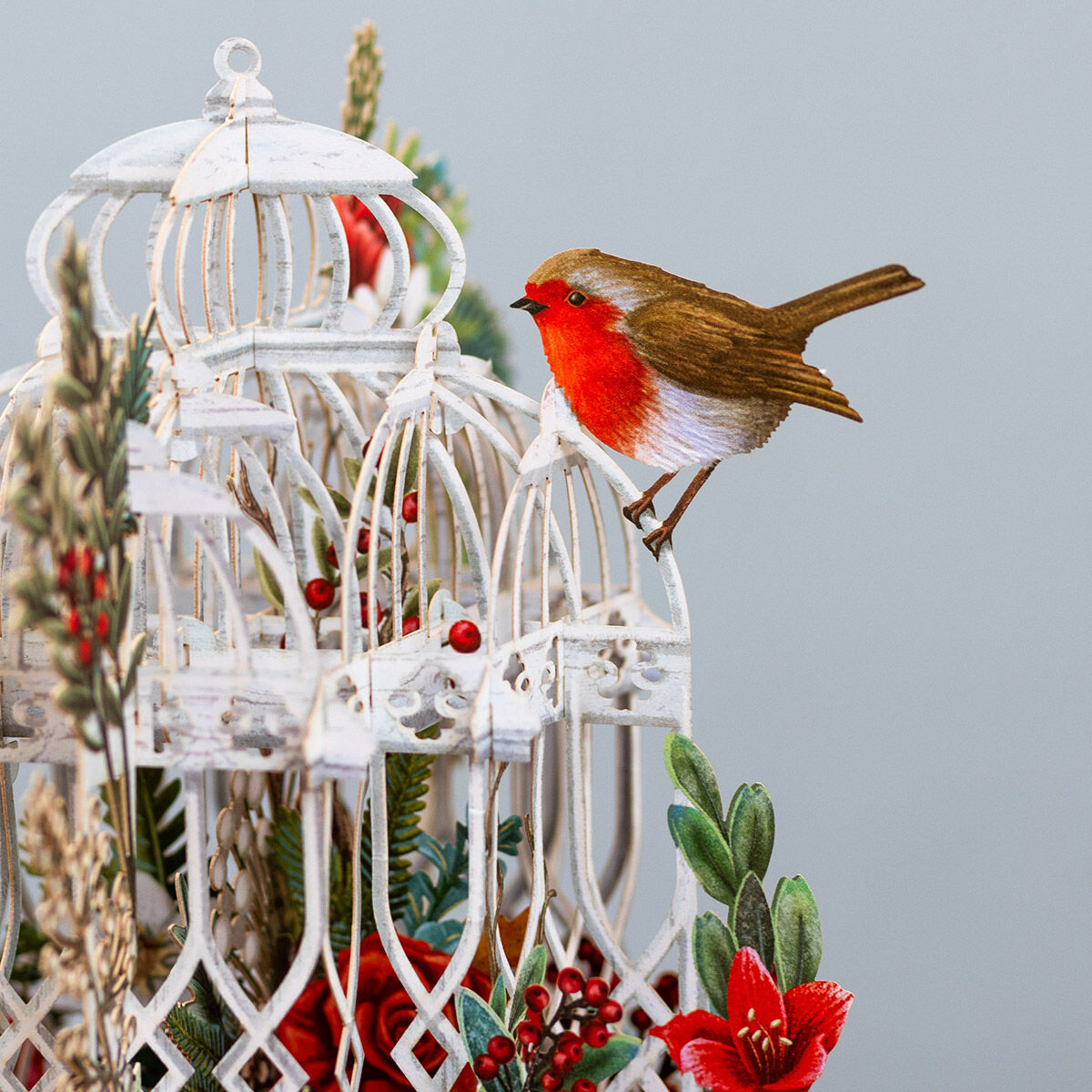 Christmas Flower Cage - 3D Pop Up Card