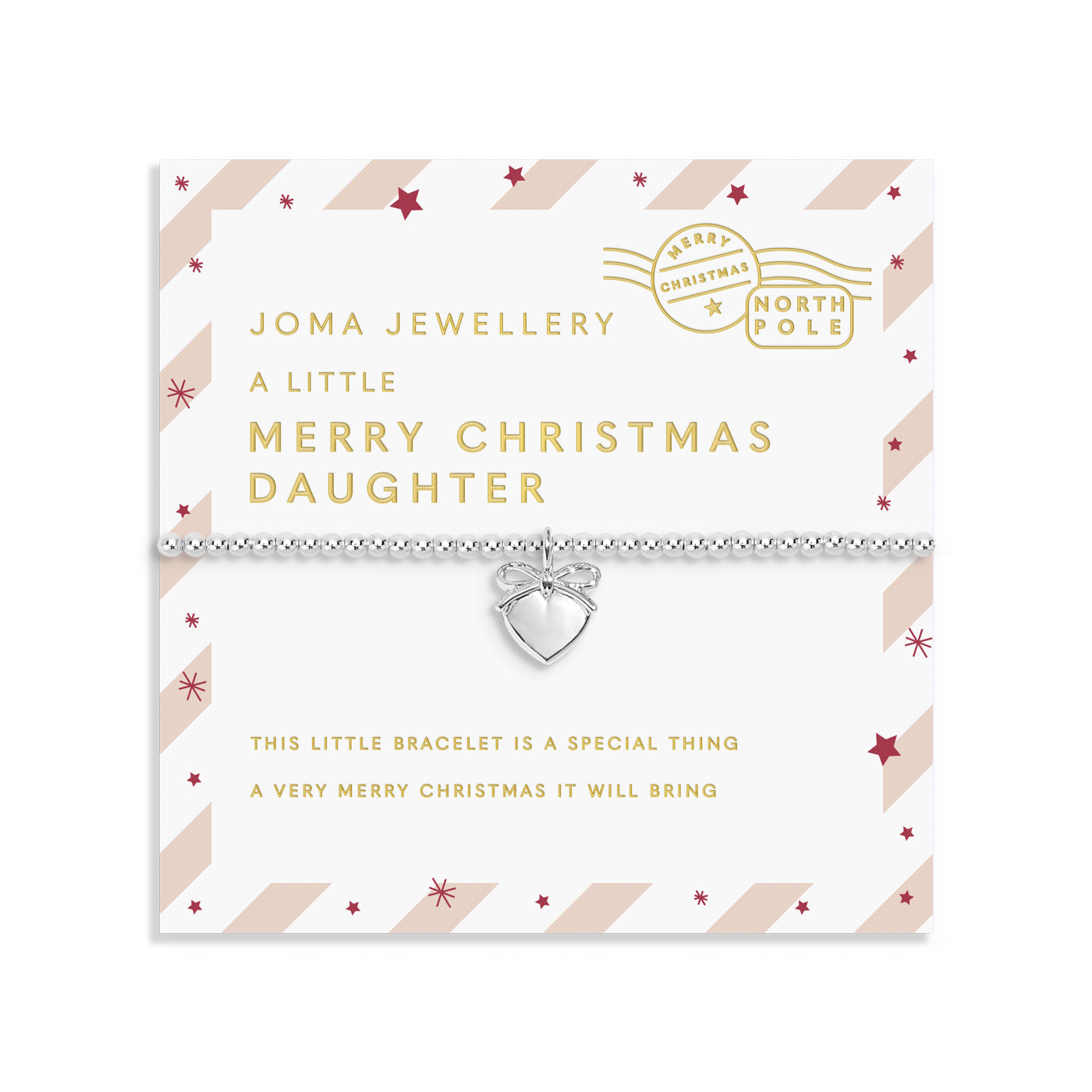 Love From Santa 'Merry Christmas Daughter' Silver Plated Bracelet