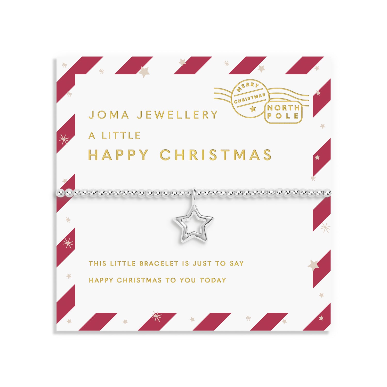 Kids' Stocking A Little Gift Set 'Happy Christmas' Silver Plated Bracelet & Set Of 2 Hair Clips