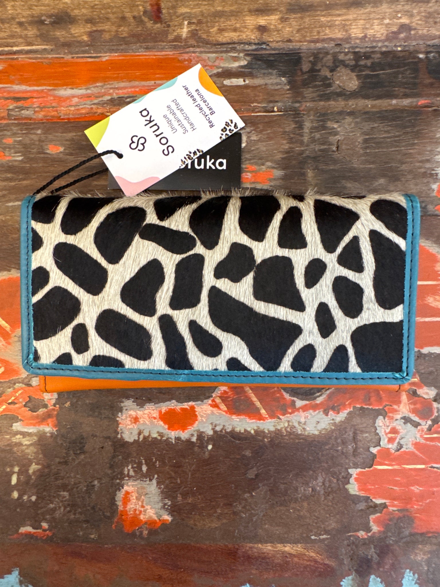 Esme Purse - Orange, Blue & Animal Print - Soruka