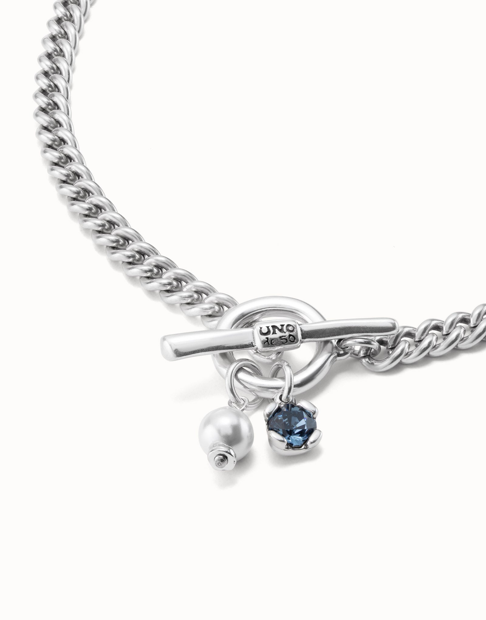 Sterling silver-plated necklace with hoop clasp