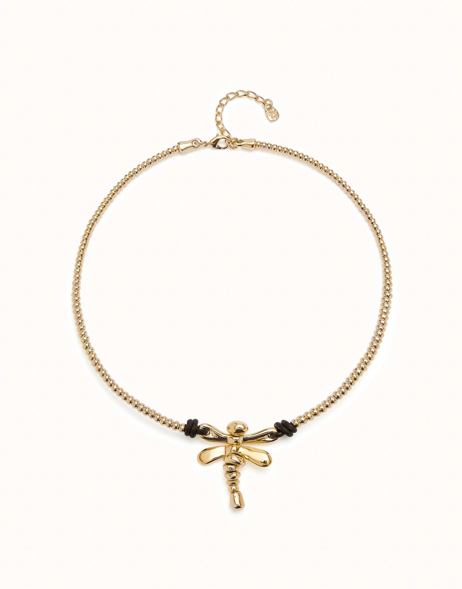 Short 18K gold-plated necklace with dragonfly