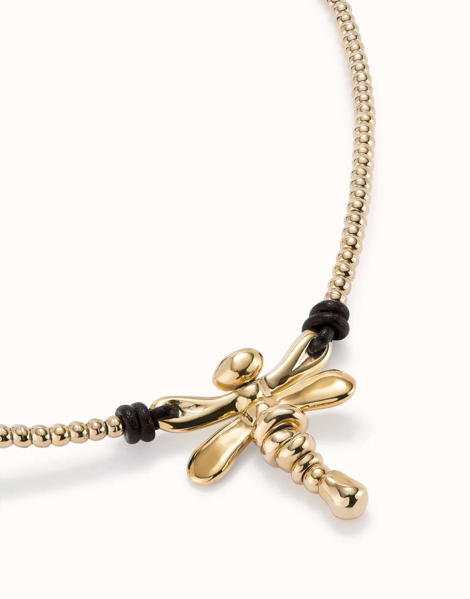 Short 18K gold-plated necklace with dragonfly