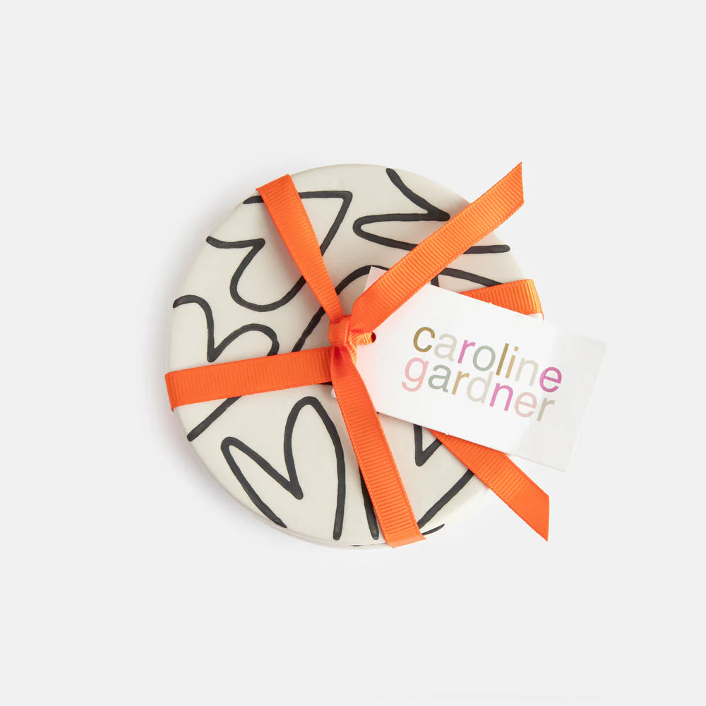 Set of 4 Stoneware Mono Patterns Coasters
