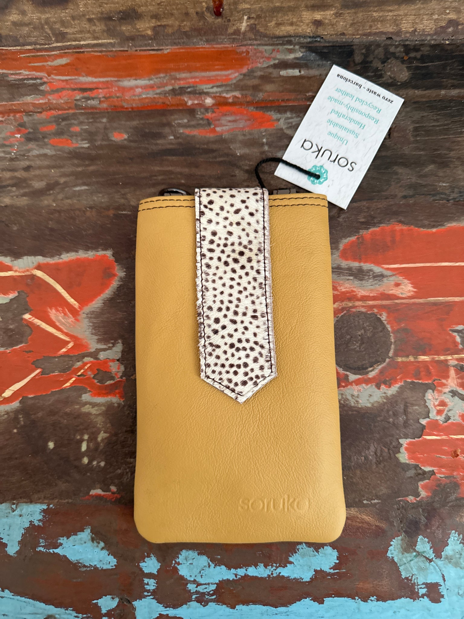 Zoe Phone Bag - Yellow & Animal Print - Soruka