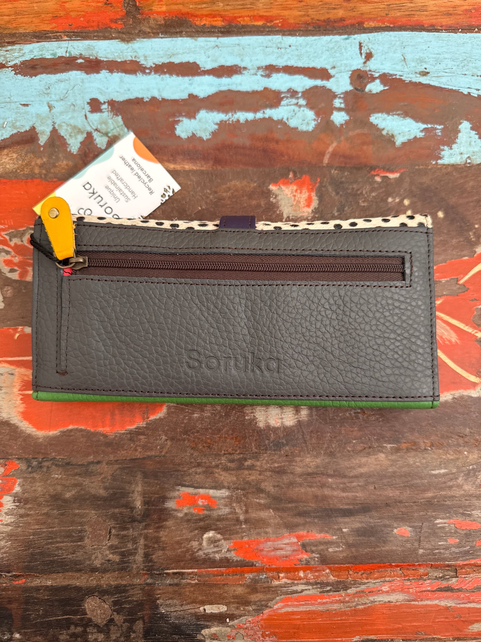 Half Moon Purse - Green,Pink & Animal Print - Soruka