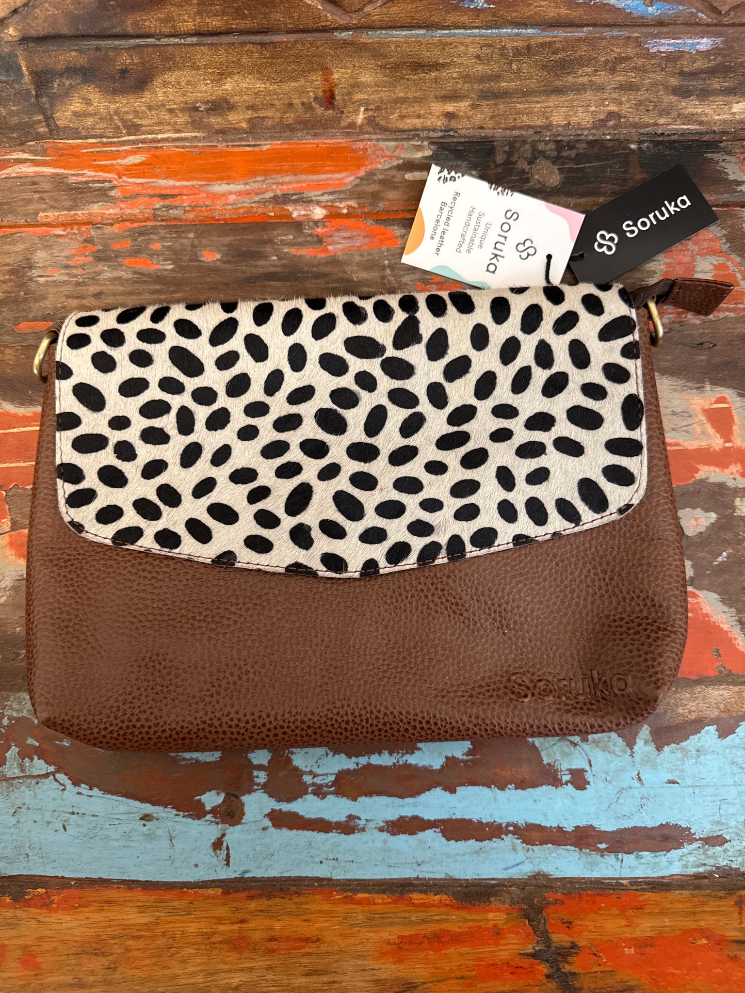 Lissandra Crossbody Bag - Brown & Animal Print