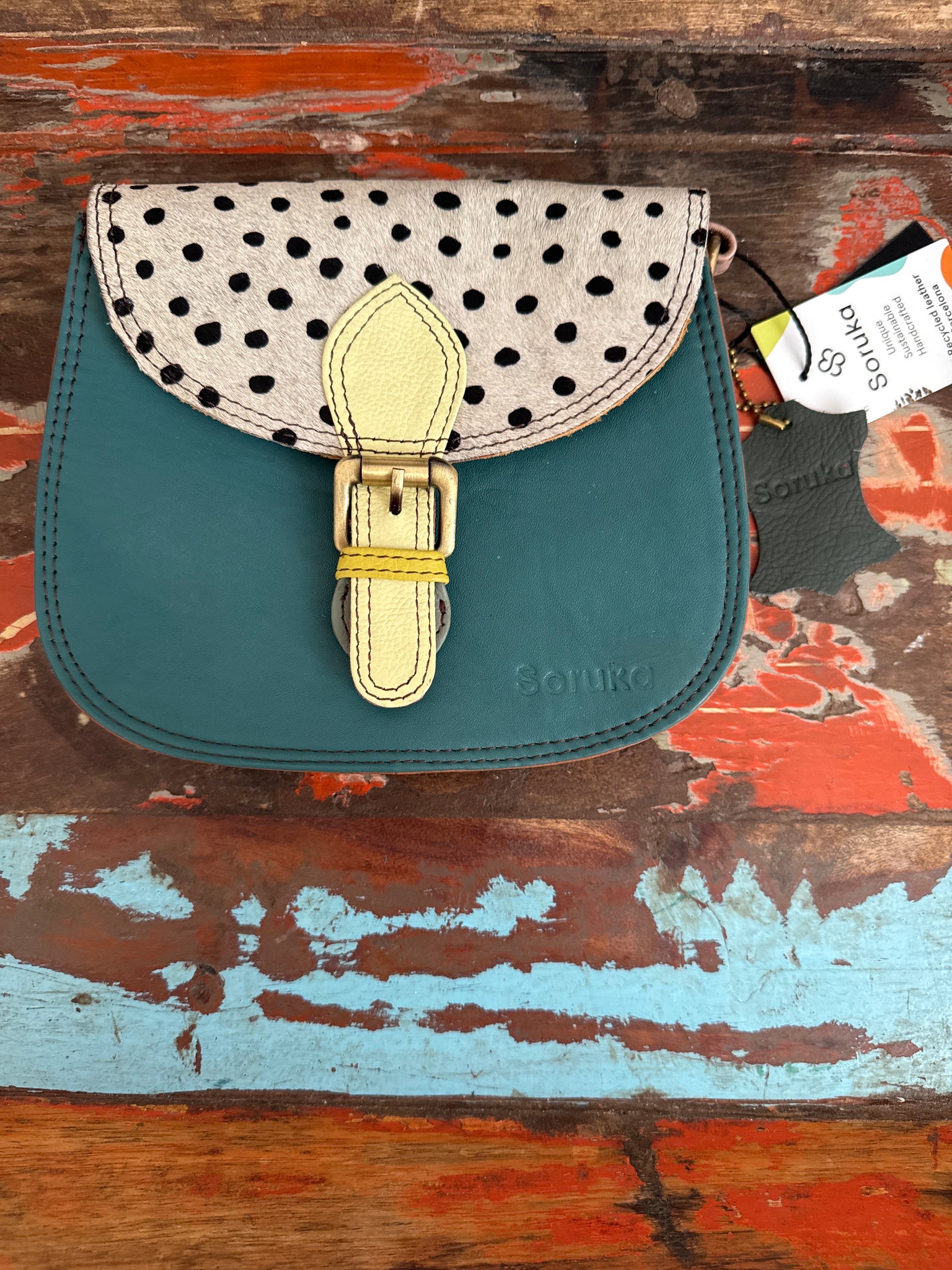 Ally Bag - Teal Green & Animal Print