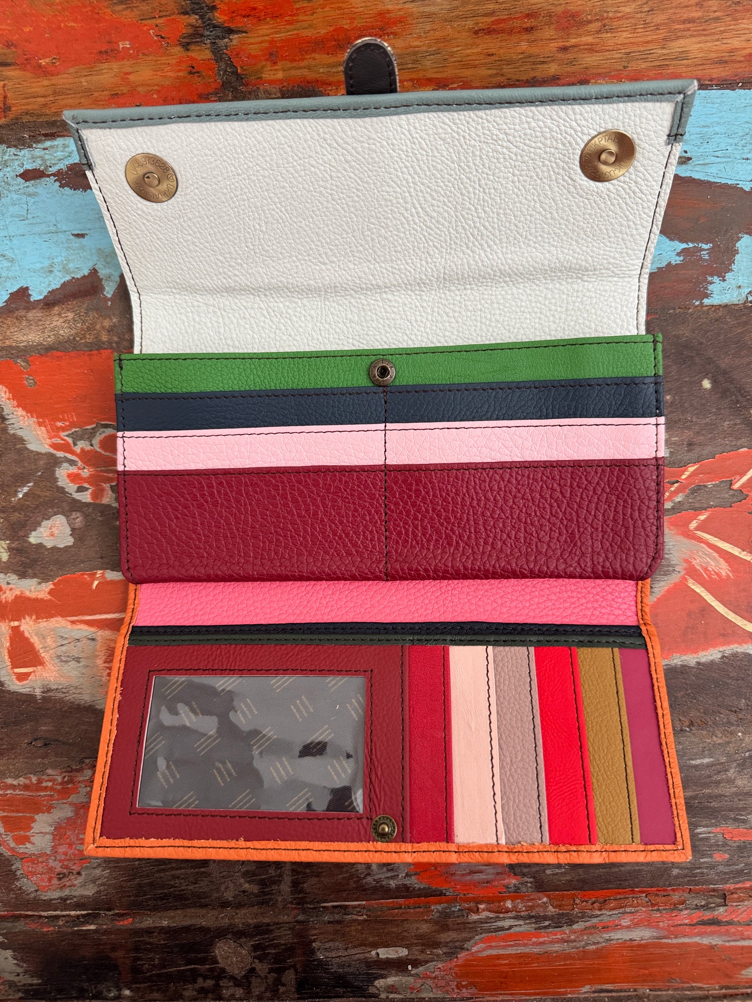Half Moon Purse - Orange, Sage & Animal Print