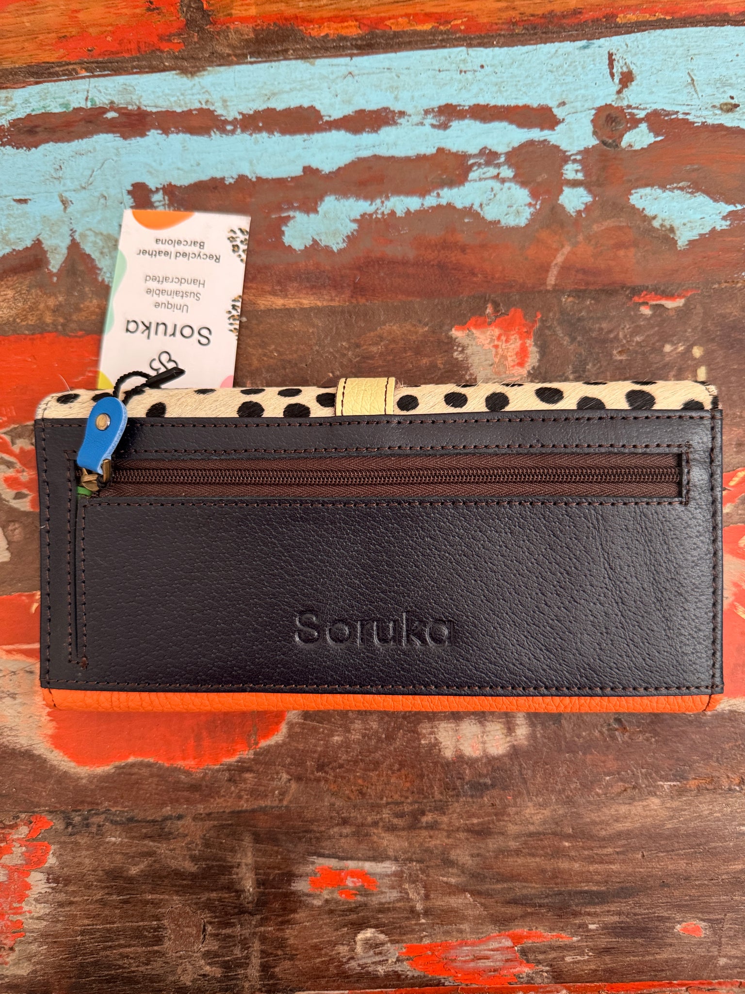Half Moon Purse - Orange, Sage & Animal Print