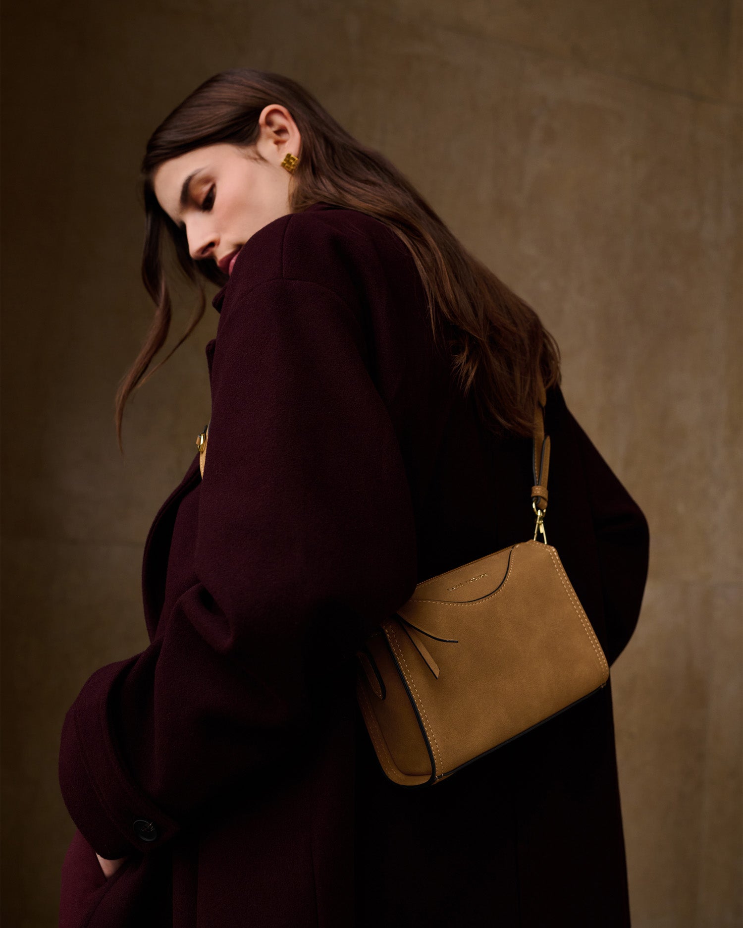 Alba Faux Suedette Crossbody Bag 'Caramel Suedette'