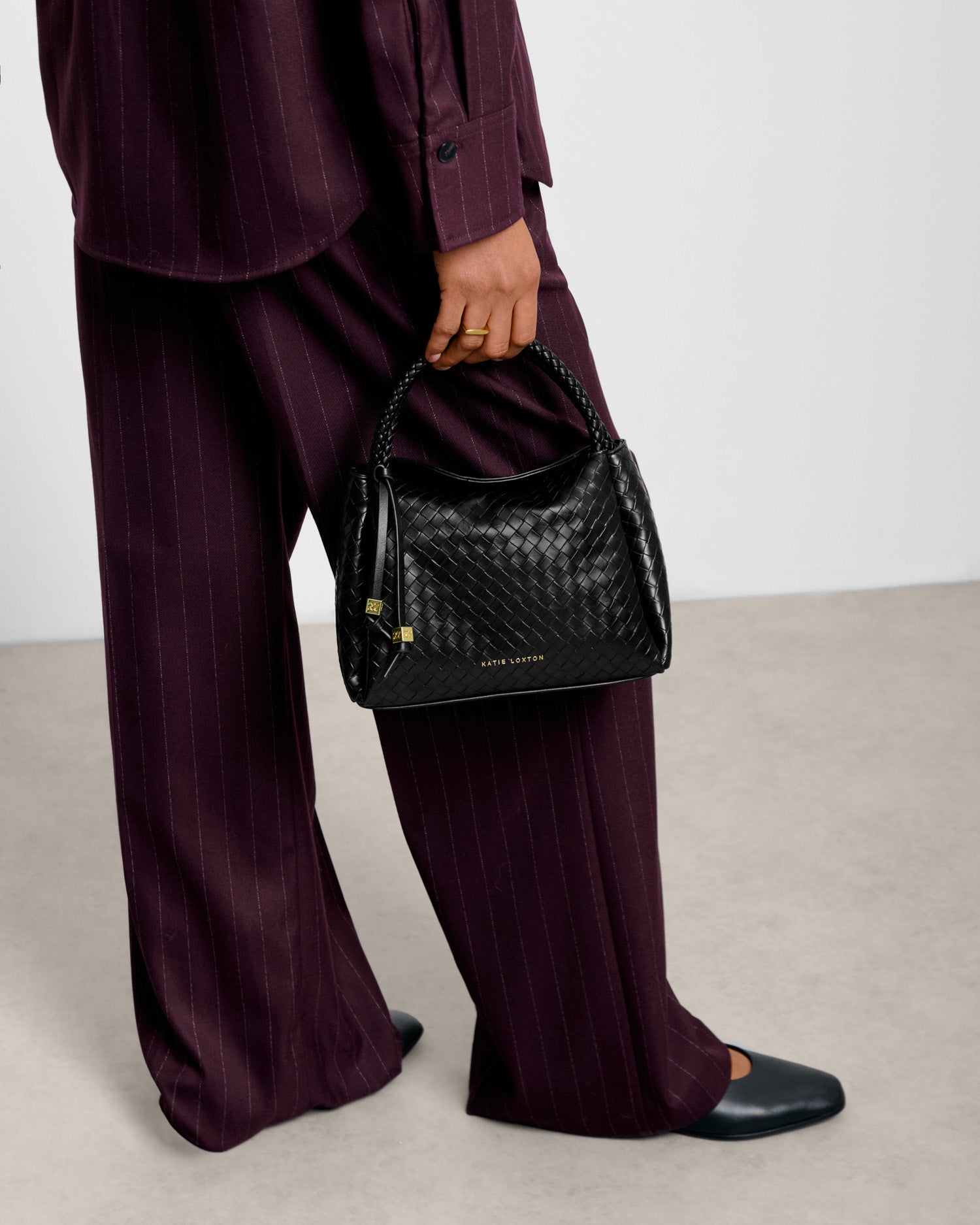 Nova Woven Texture Top Handle Bag 'Black'