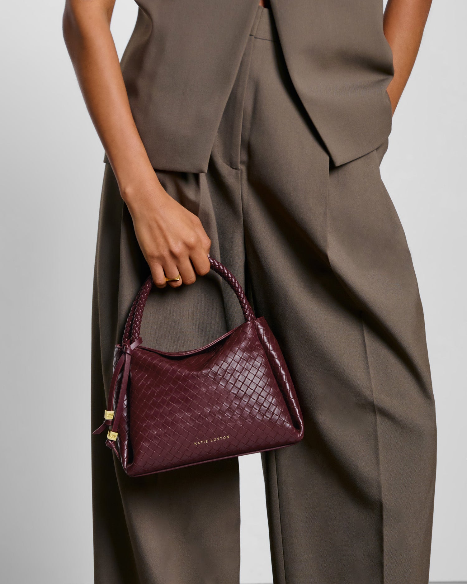 Nova Woven Texture Top Handle Bag 'Cherry'