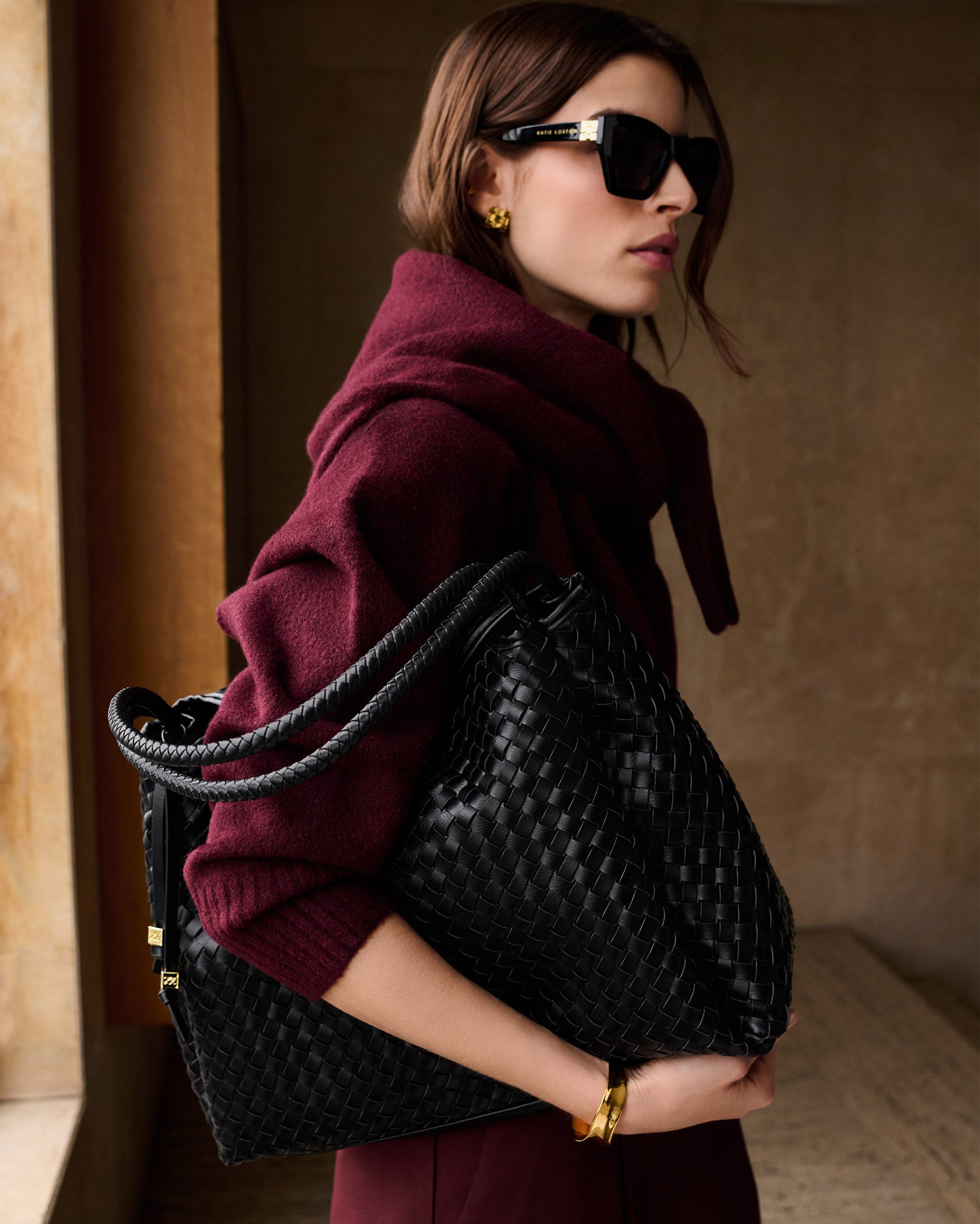 Nova Hand Woven Large Shoulder Bag 'Black'