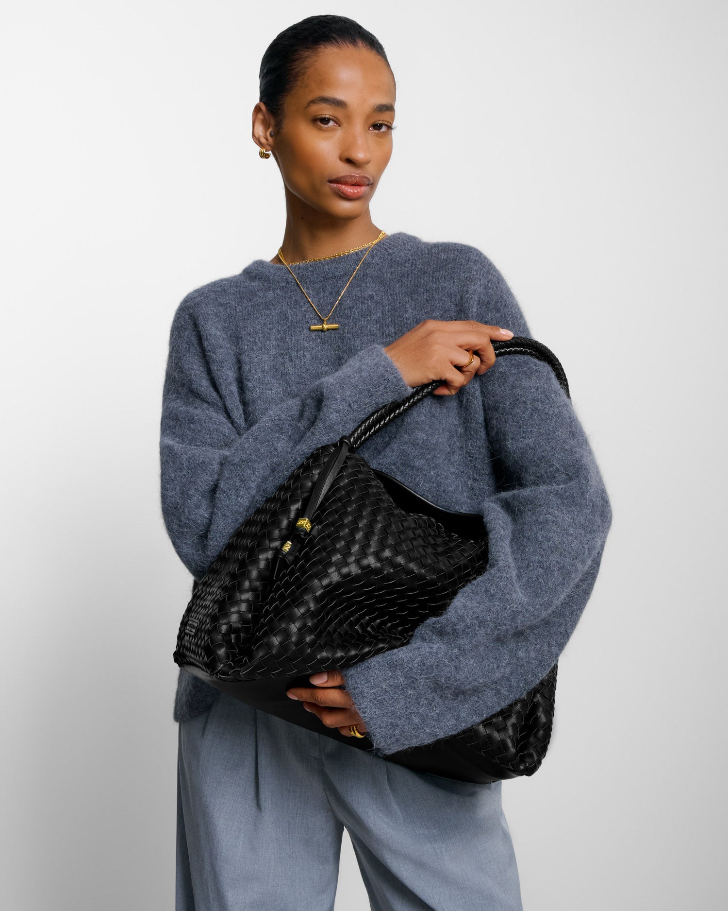 Nova Hand Woven Large Shoulder Bag 'Black'
