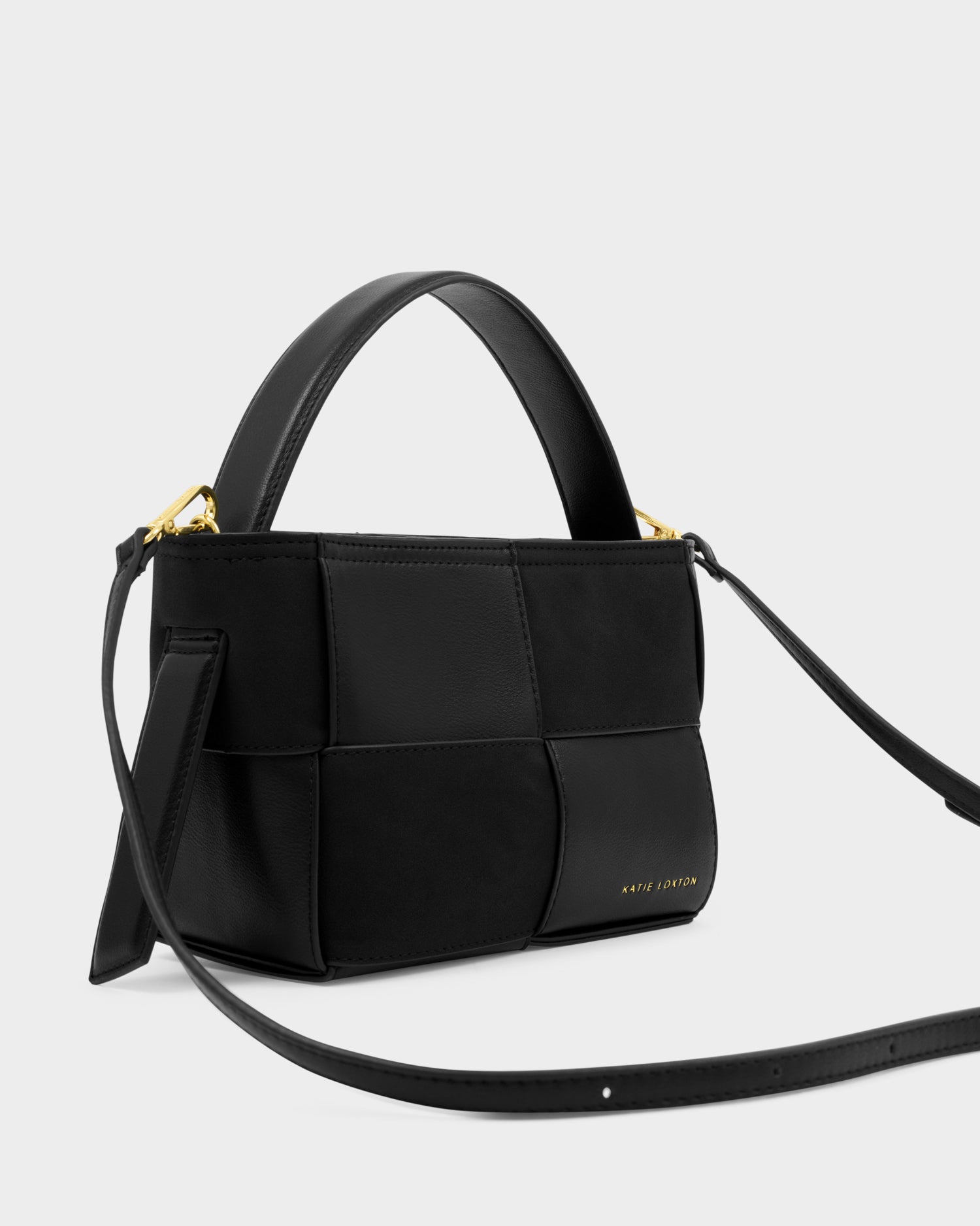 Taya Woven Suedette Top Handle Bag 'Black'