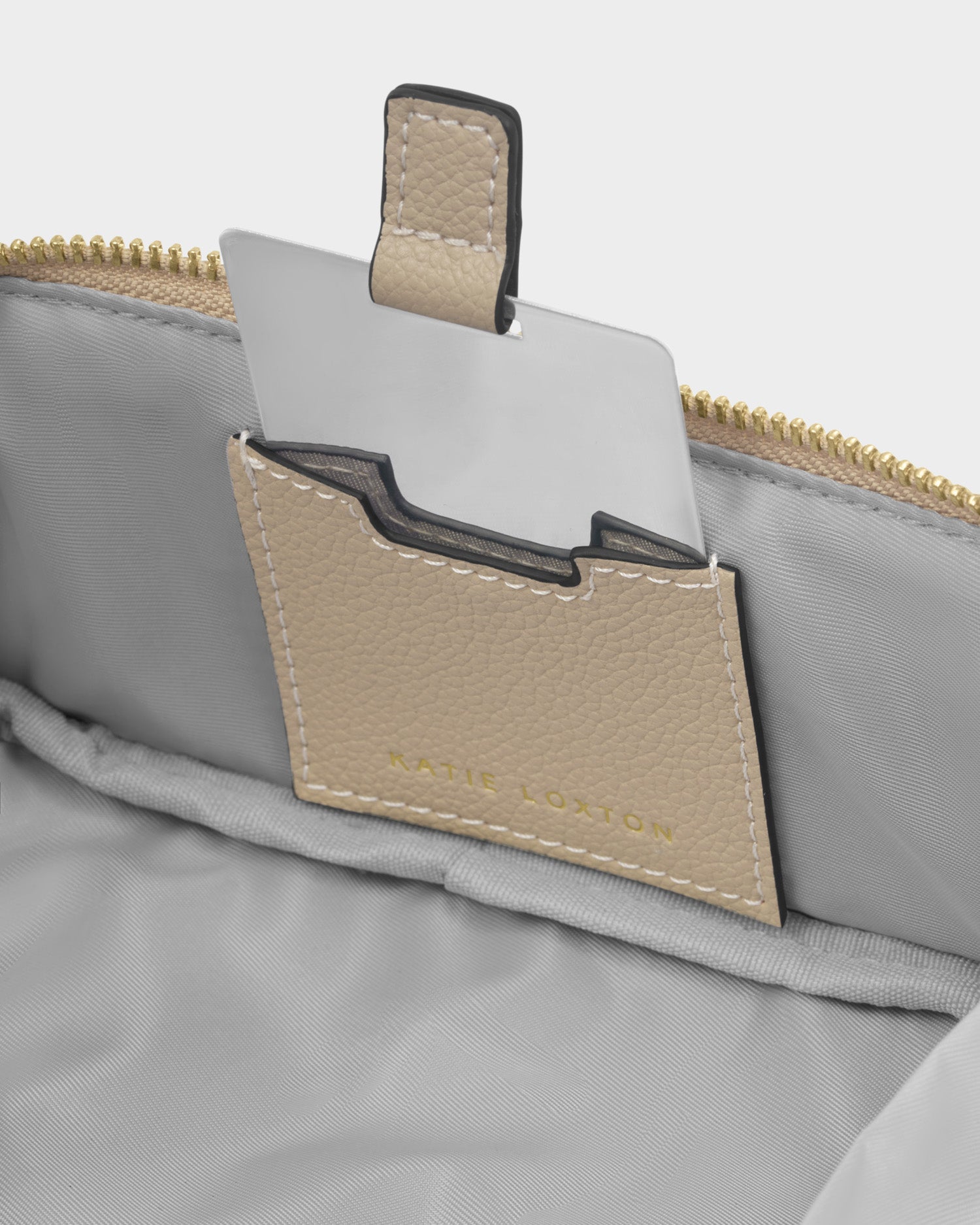 Fold-Out Mirror Make Up Bag 'Light Taupe'