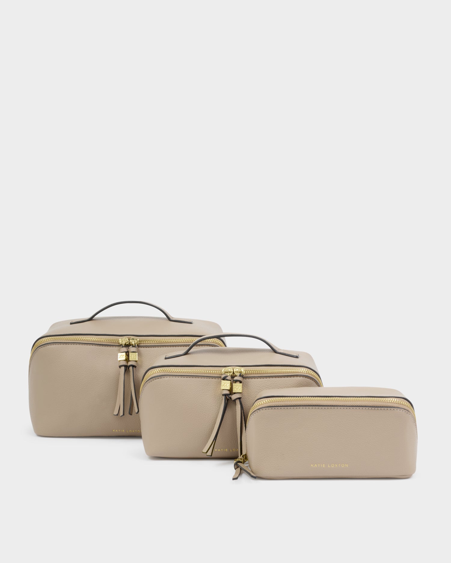 Fold-Out Mirror Make Up Bag 'Light Taupe'