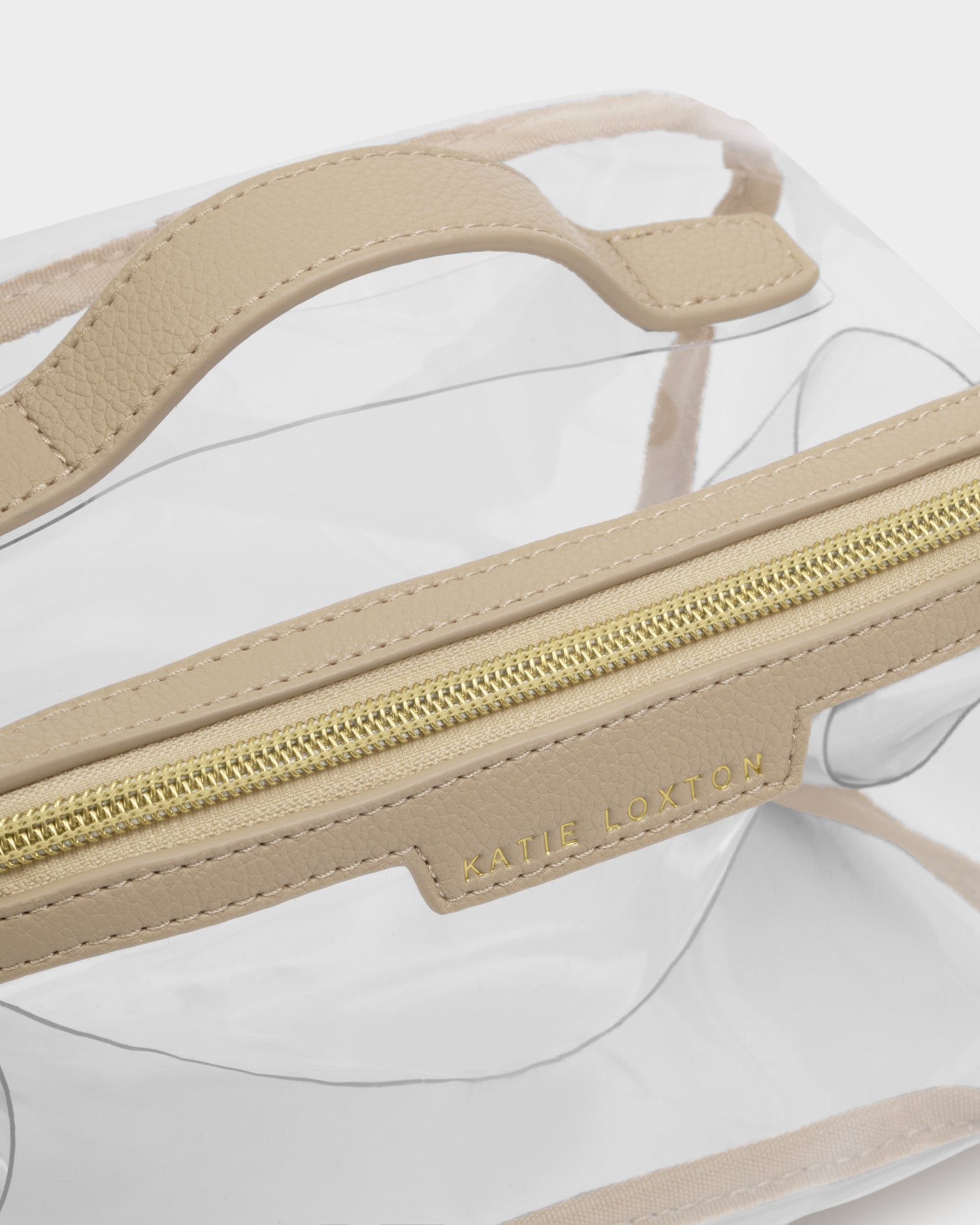 Medium Clear Fold-Out Wash Bag 'Light Taupe'