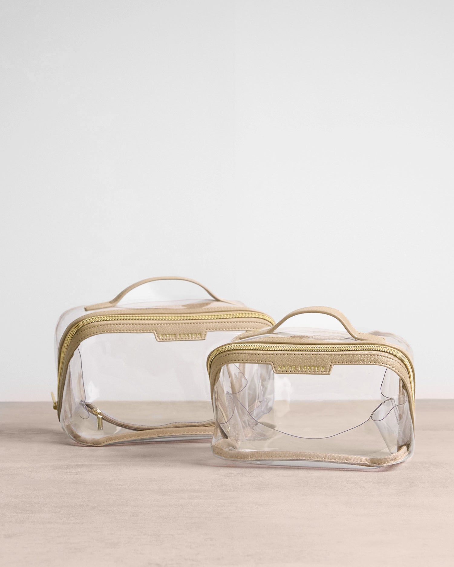 Large Clear Fold-Out Wash Bag 'Light Taupe'